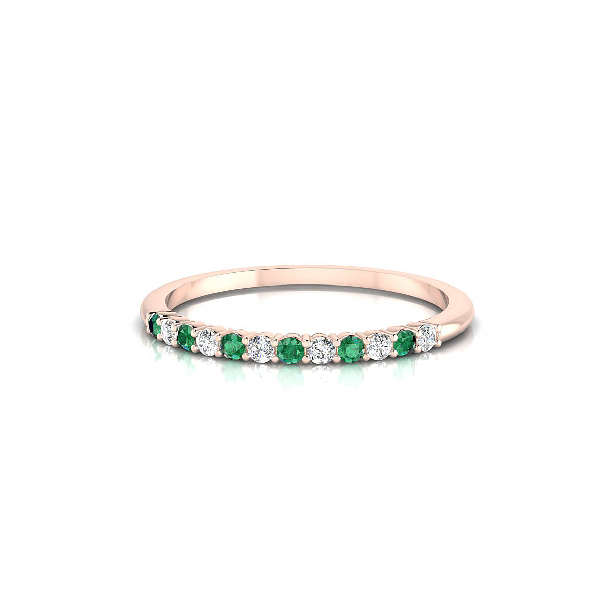 Passion | 18k Rose Gold 1.5 mm Round Emerald Ring