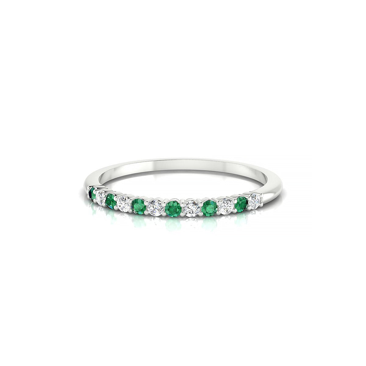 Passion | 18k White Gold 1.5 mm Round Emerald Ring