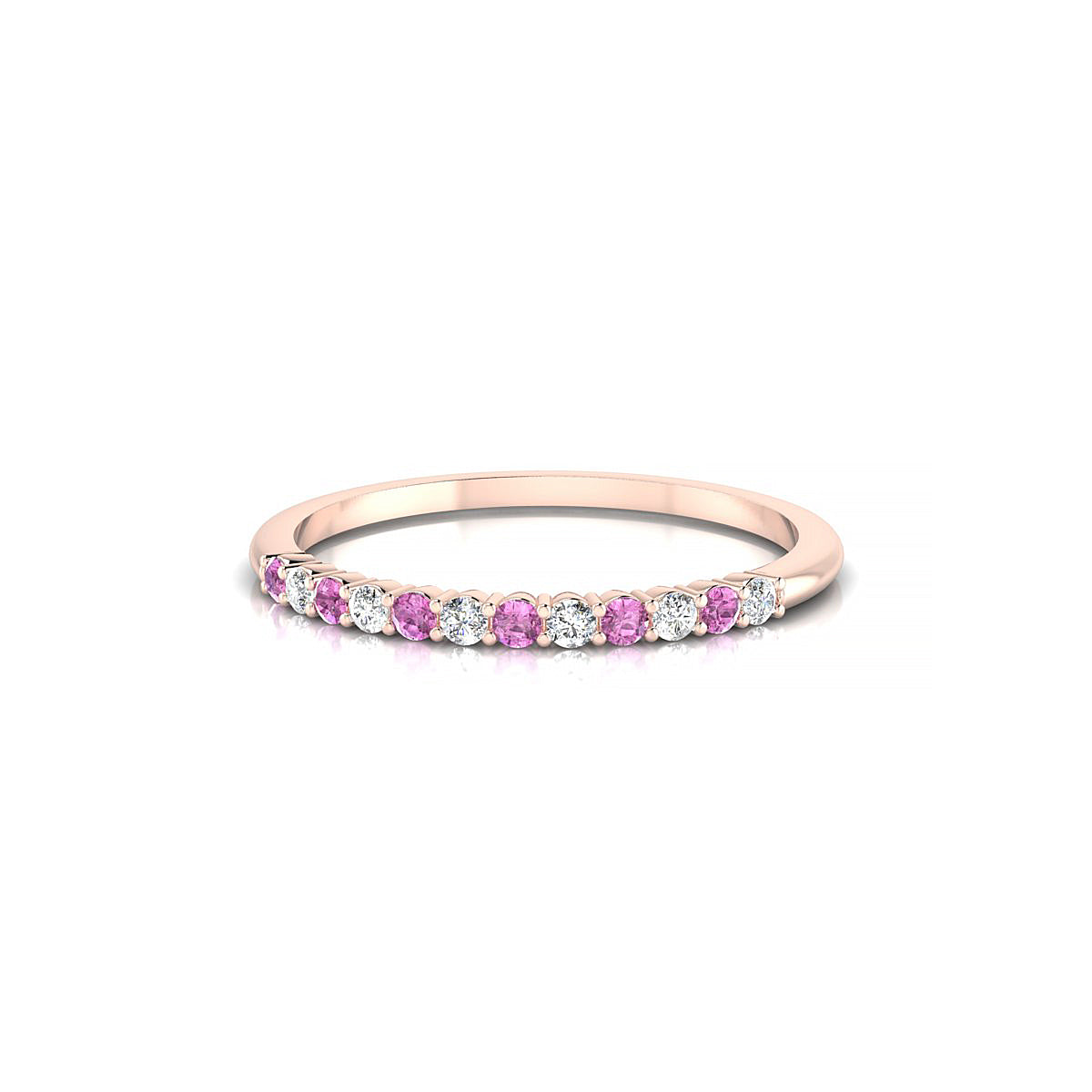 Passion | 18k Rose Gold 1.5 mm Round Pink Sapphire Ring