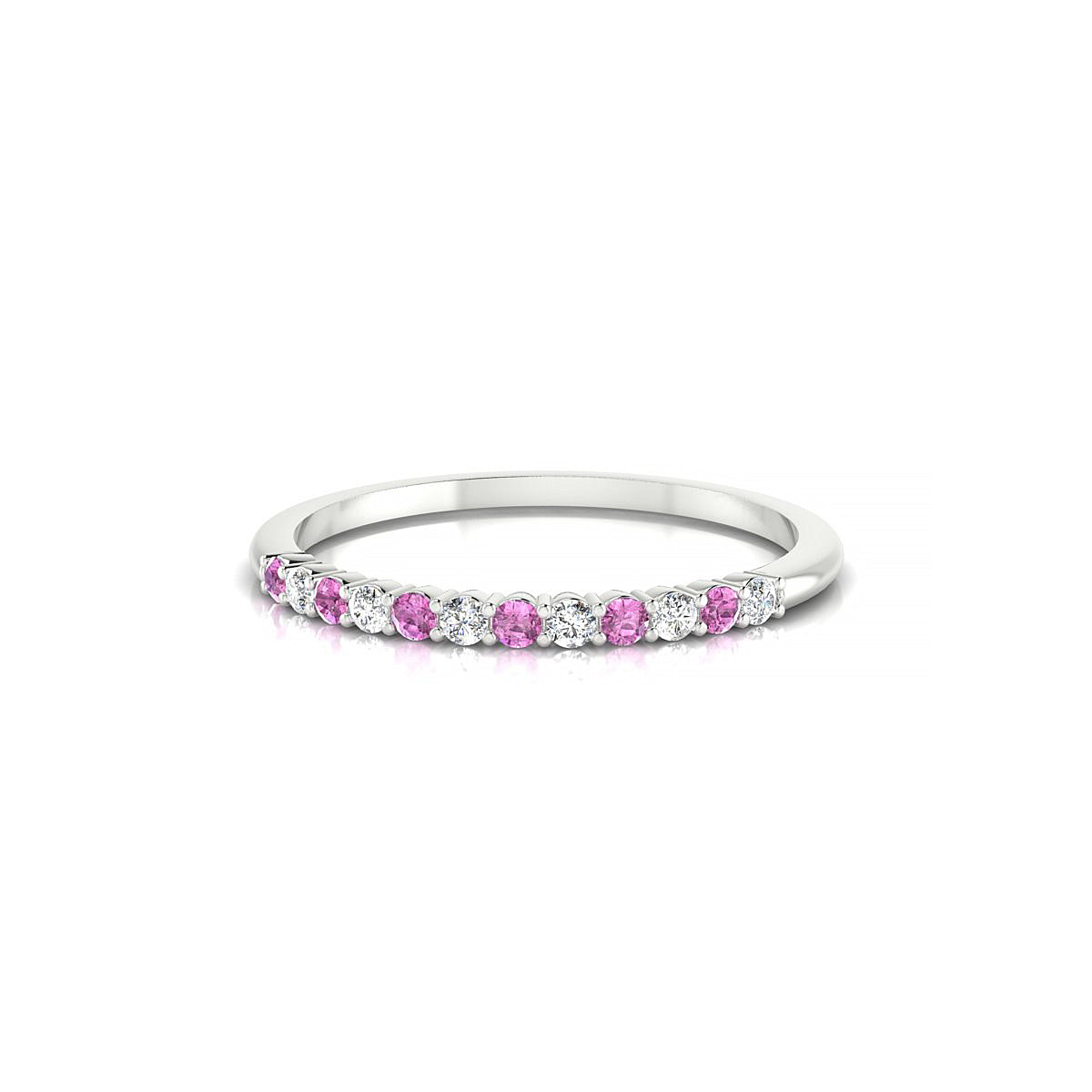 Passion | 18k White Gold 1.5 mm Round Pink Sapphire Ring