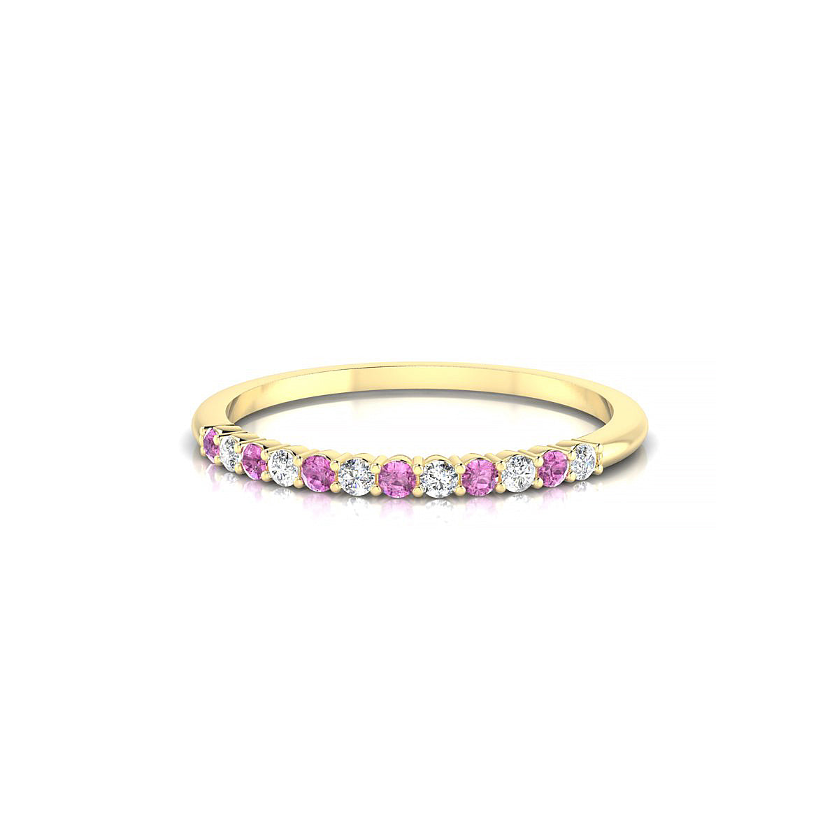 Passion | 18k Yellow Gold 1.5 mm Round Pink Sapphire Ring