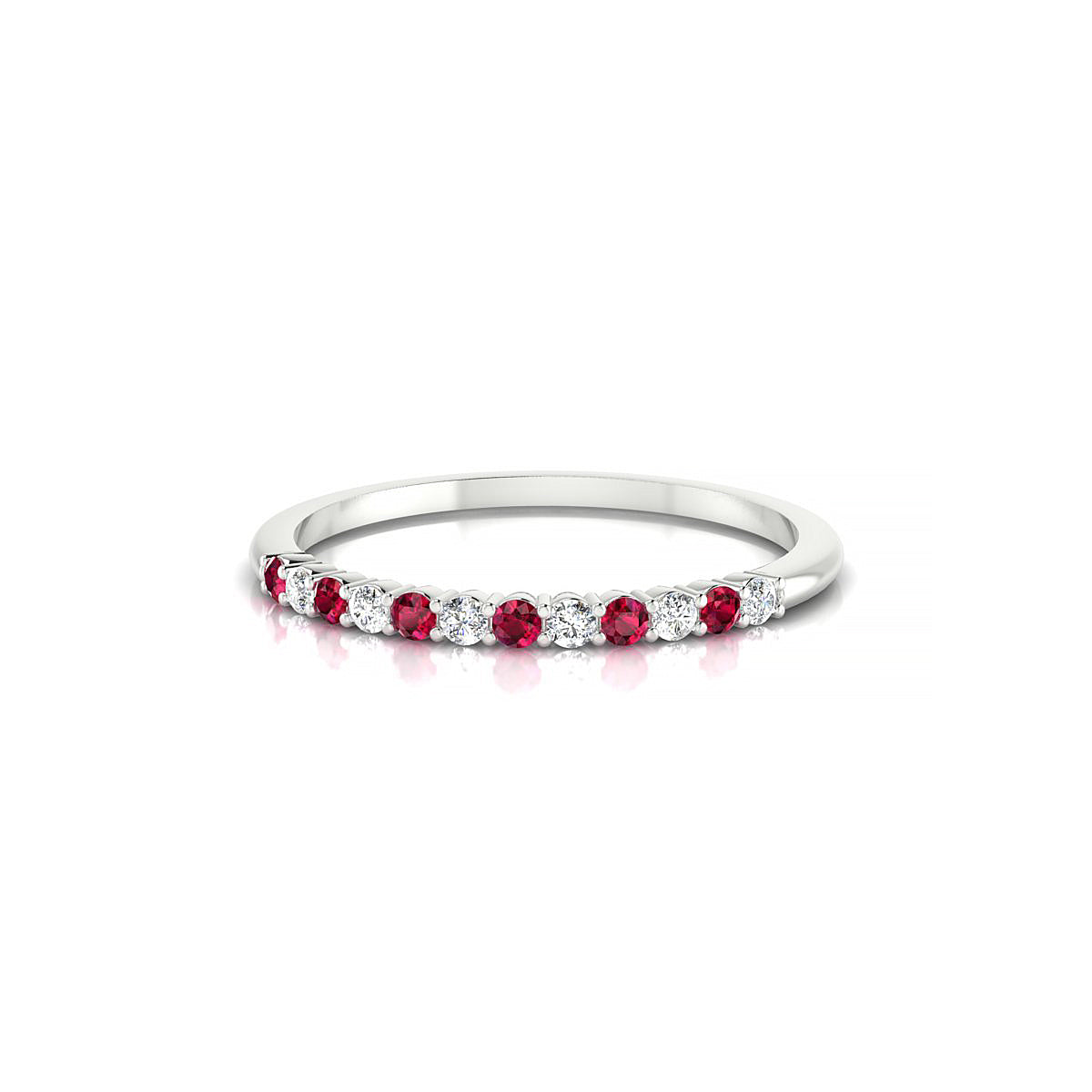 Passion | 18k White Gold 1.5 mm Round Ruby Ring
