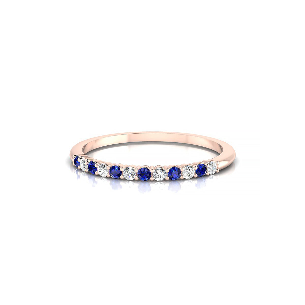 Passion | 18k Rose Gold 1.5 mm Round Sapphire Ring