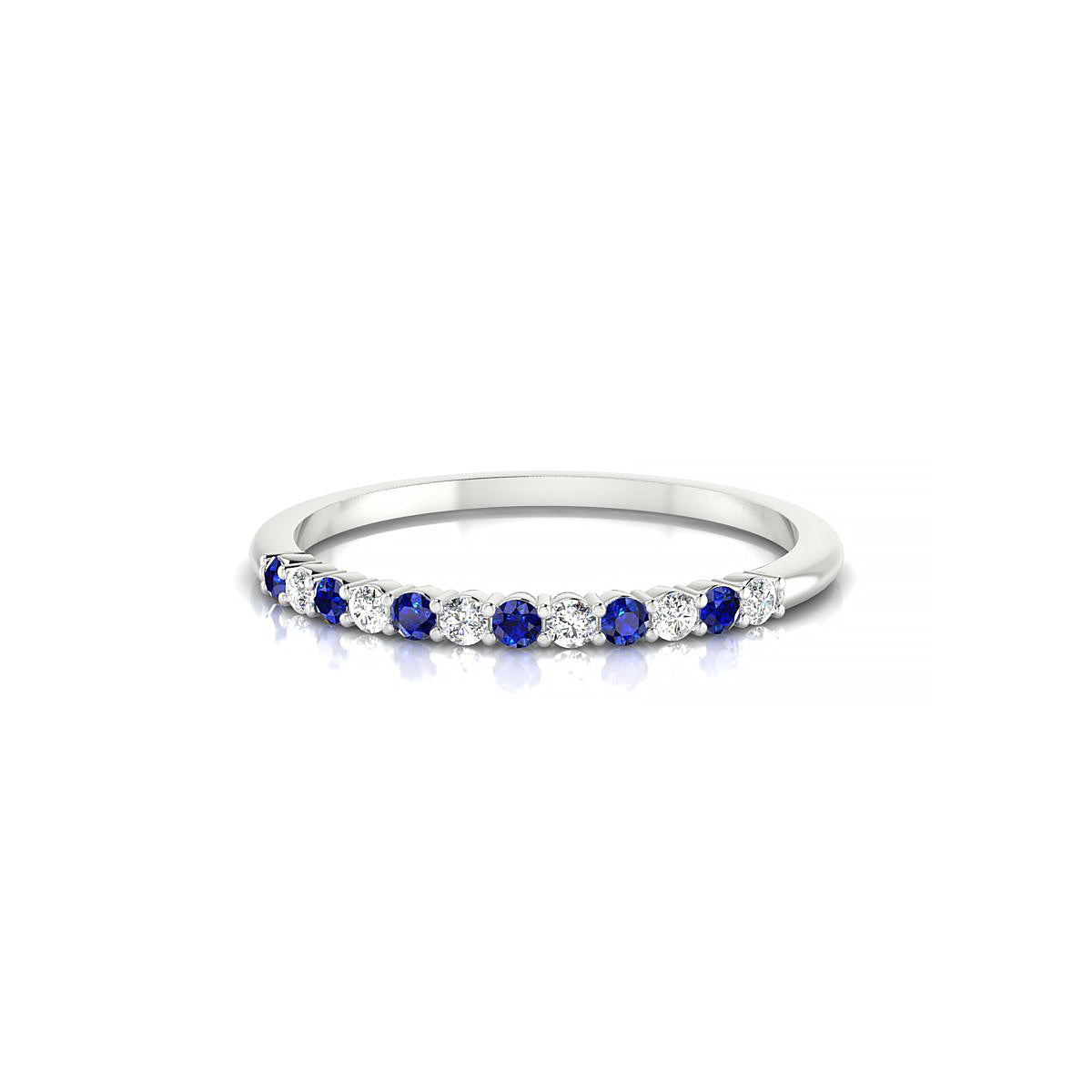 Passion | 18k White Gold 1.5 mm Round Sapphire Ring