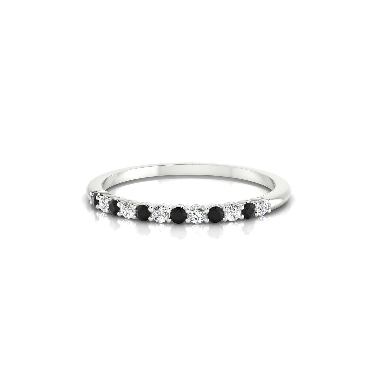 Passion | 18k White Gold 1.5 mm Round Black Diamond Ring