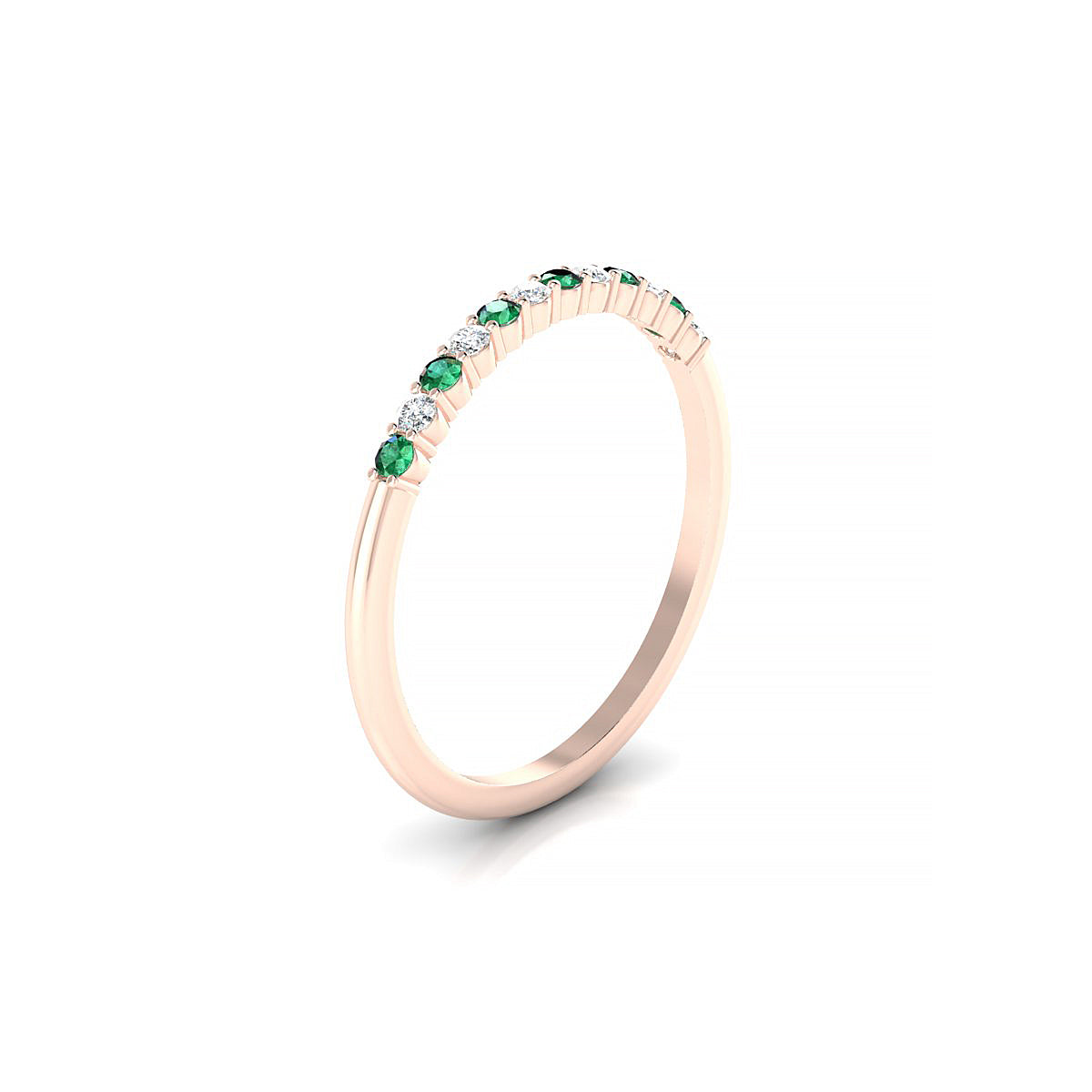 Passion | 18k Rose Gold 1.5 mm Round Emerald Ring