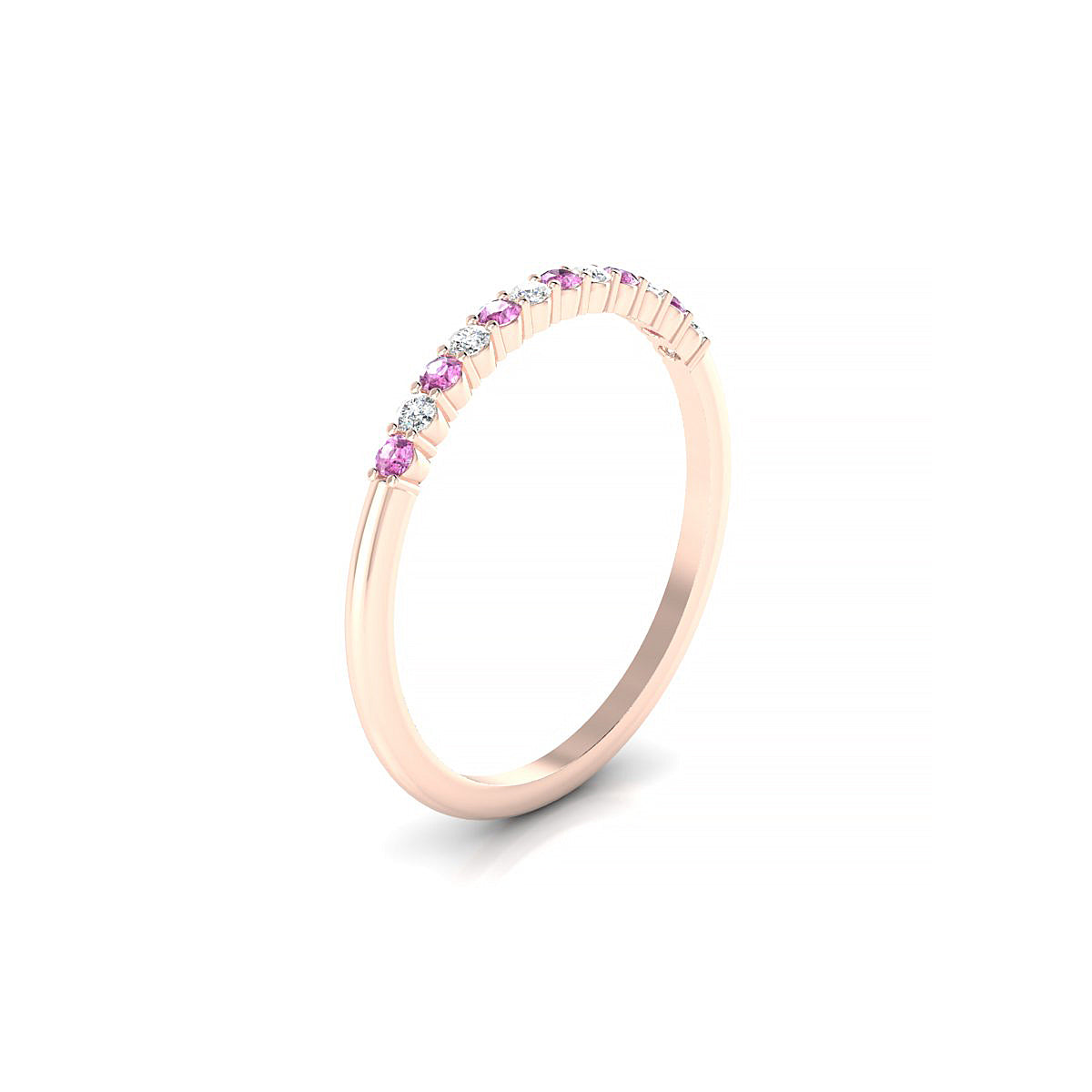 Passion | 18k Rose Gold 1.5 mm Round Pink Sapphire Ring