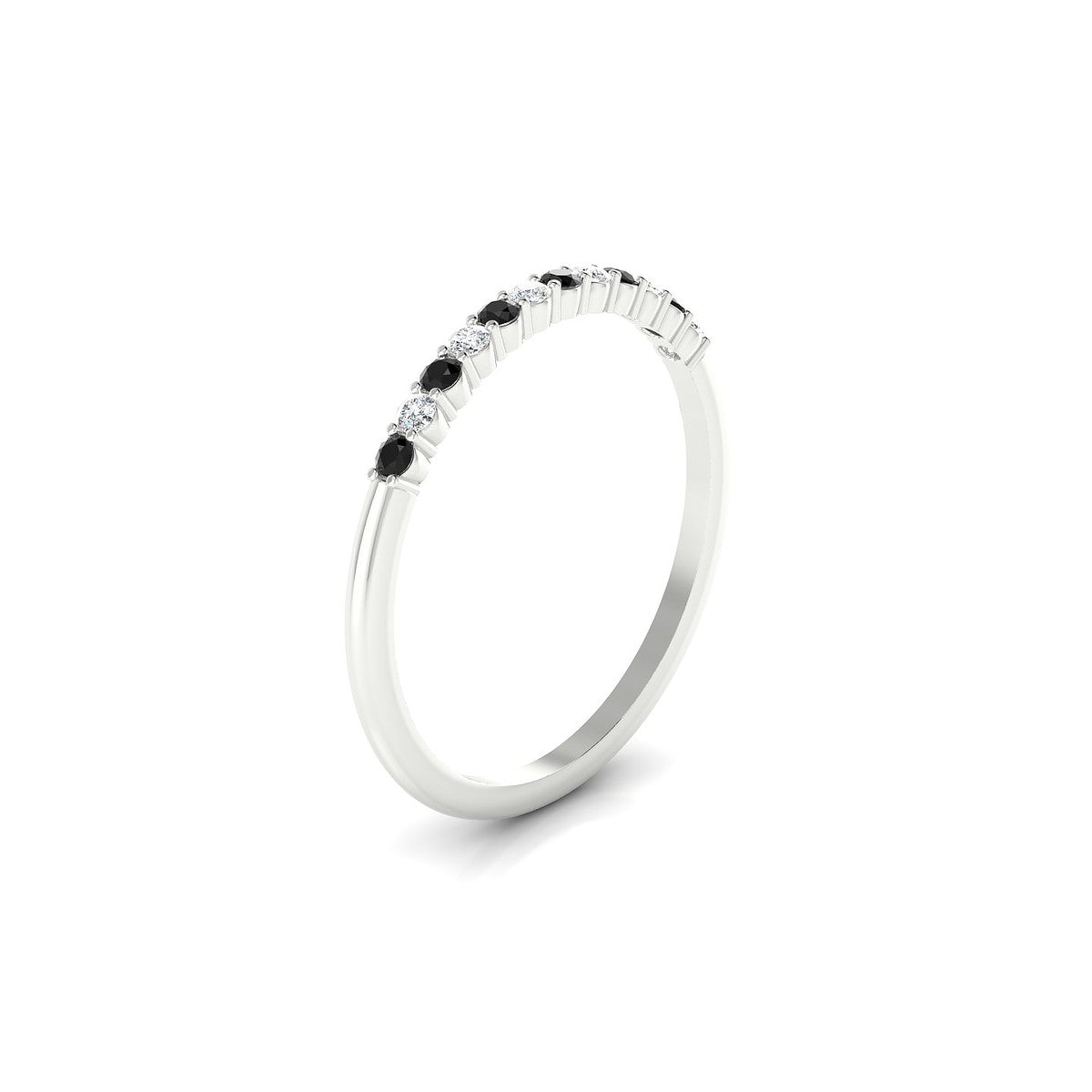 Passion | 18k White Gold 1.5 mm Round Black Diamond Ring