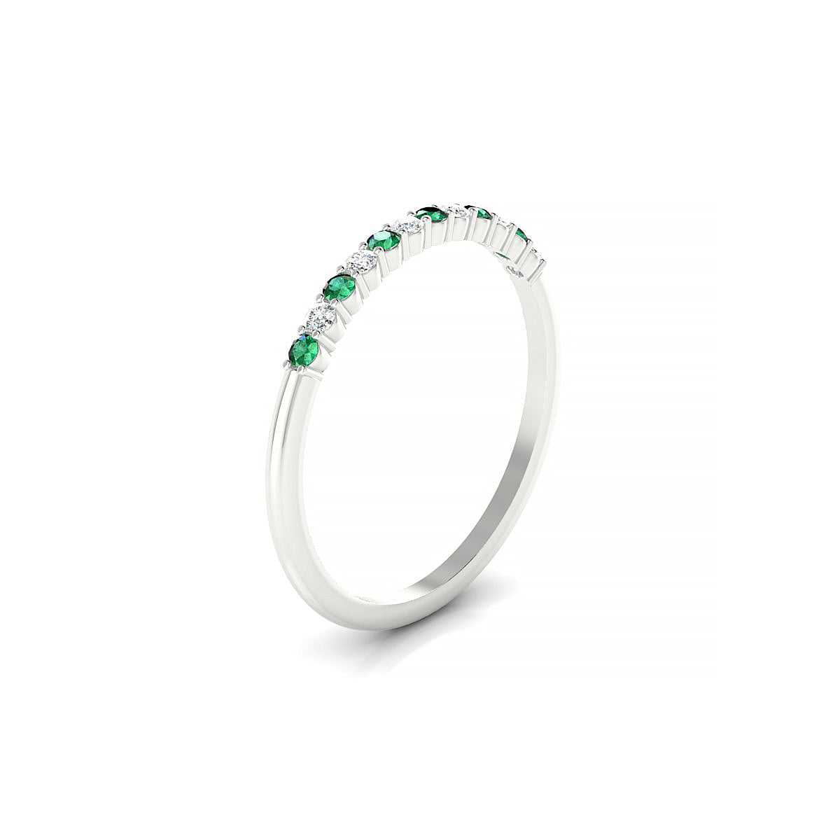 Passion | 18k White Gold 1.5 mm Round Emerald Ring