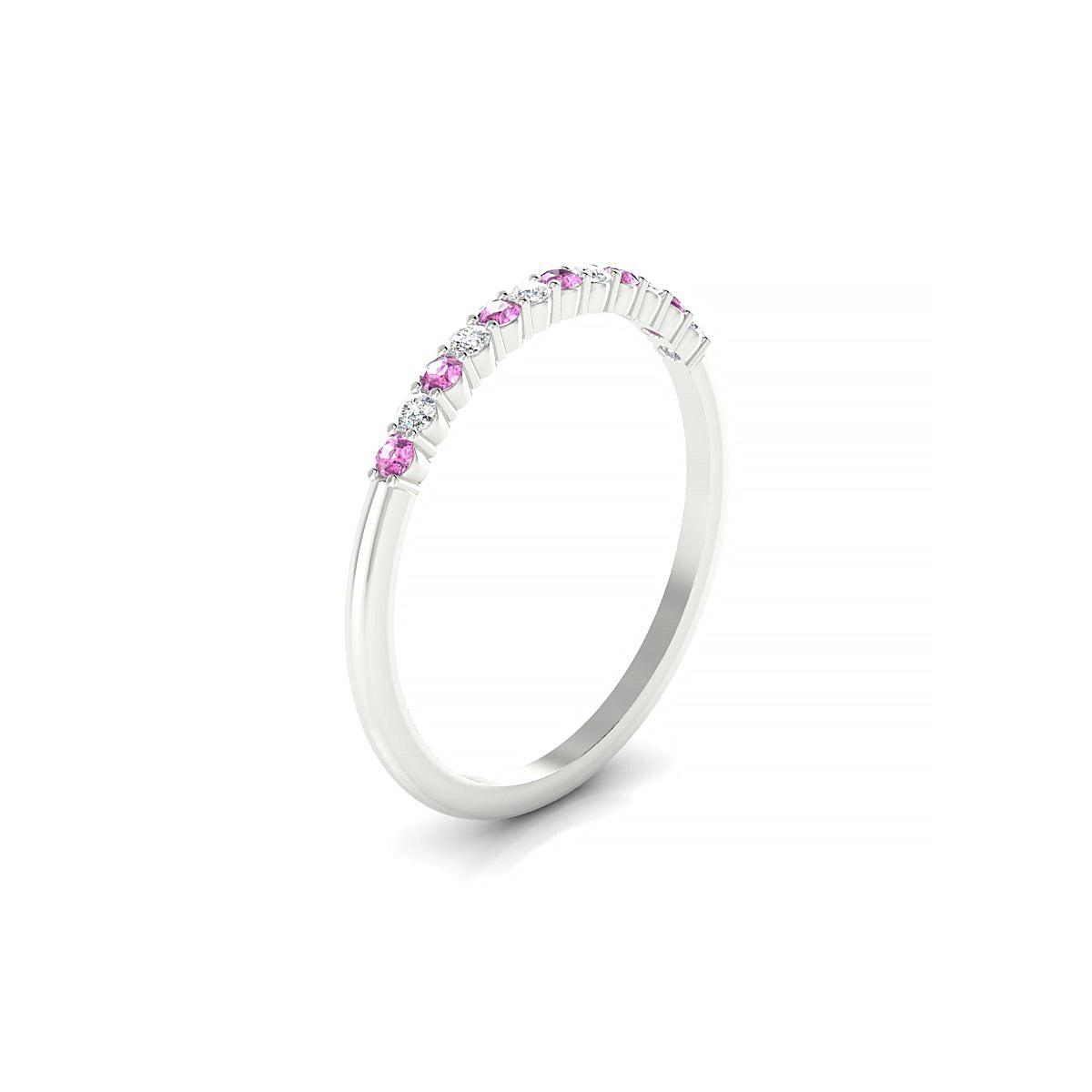 Passion | 18k White Gold 1.5 mm Round Pink Sapphire Ring