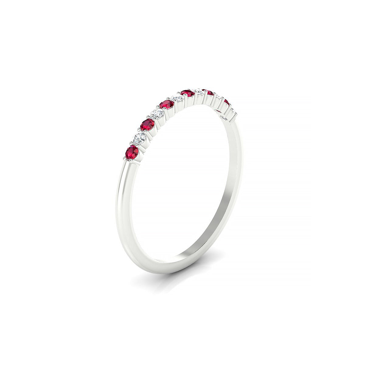 Passion | 18k White Gold 1.5 mm Round Ruby Ring