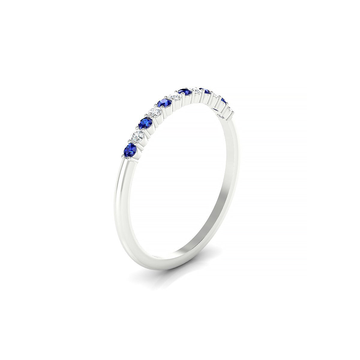 Passion | 18k White Gold 1.5 mm Round Sapphire Ring