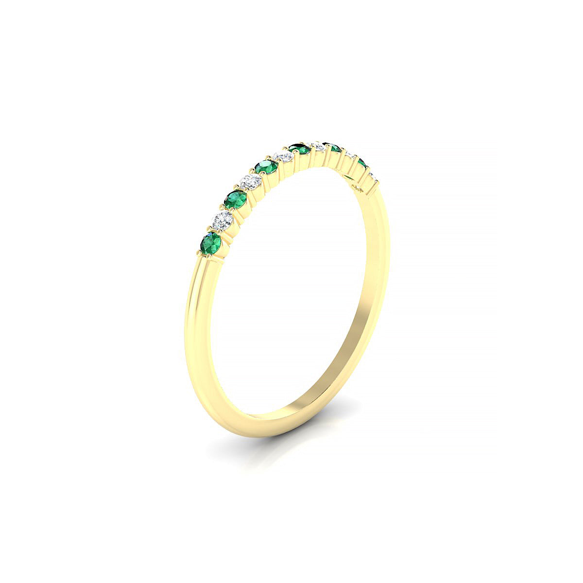 Passion | 18k Yellow Gold 1.5 mm Round Emerald Ring