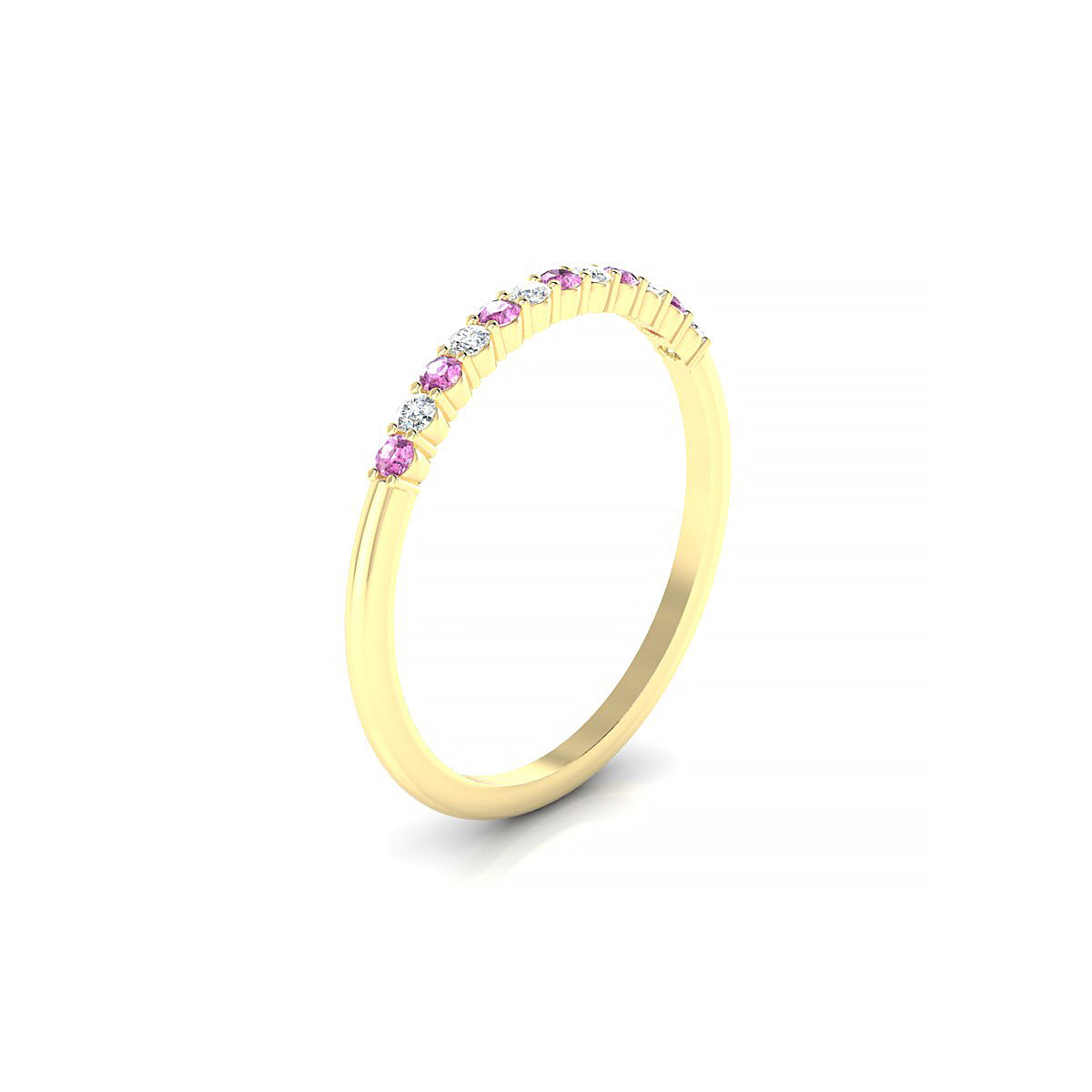 Passion | 18k Yellow Gold 1.5 mm Round Pink Sapphire Ring