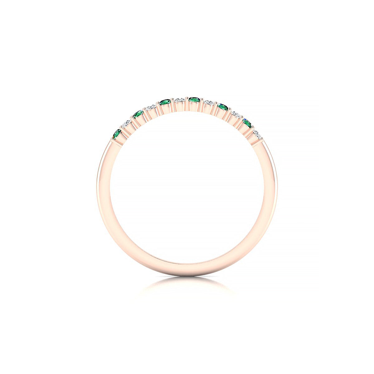 Passion | 18k Rose Gold 1.5 mm Round Emerald Ring