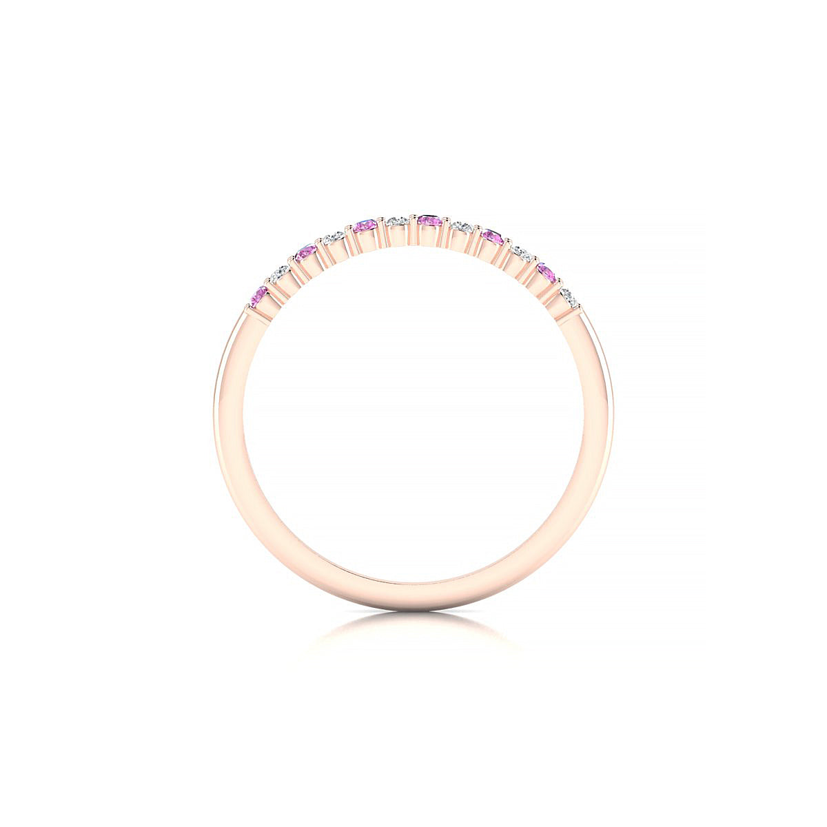 Passion | 18k Rose Gold 1.5 mm Round Pink Sapphire Ring
