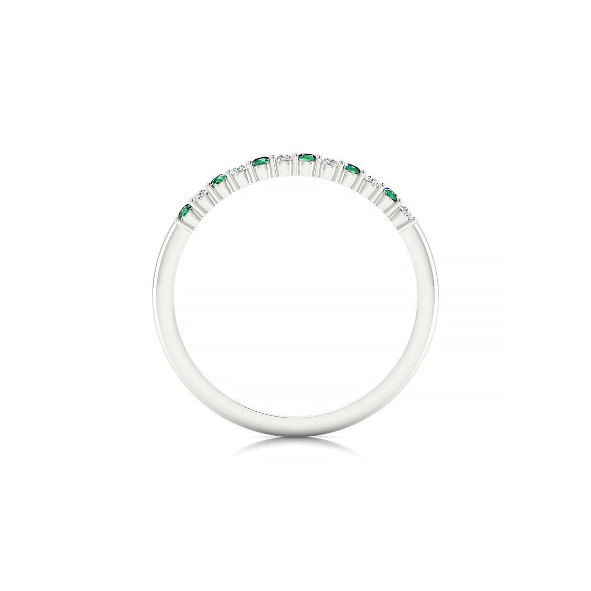 Passion | 18k White Gold 1.5 mm Round Emerald Ring