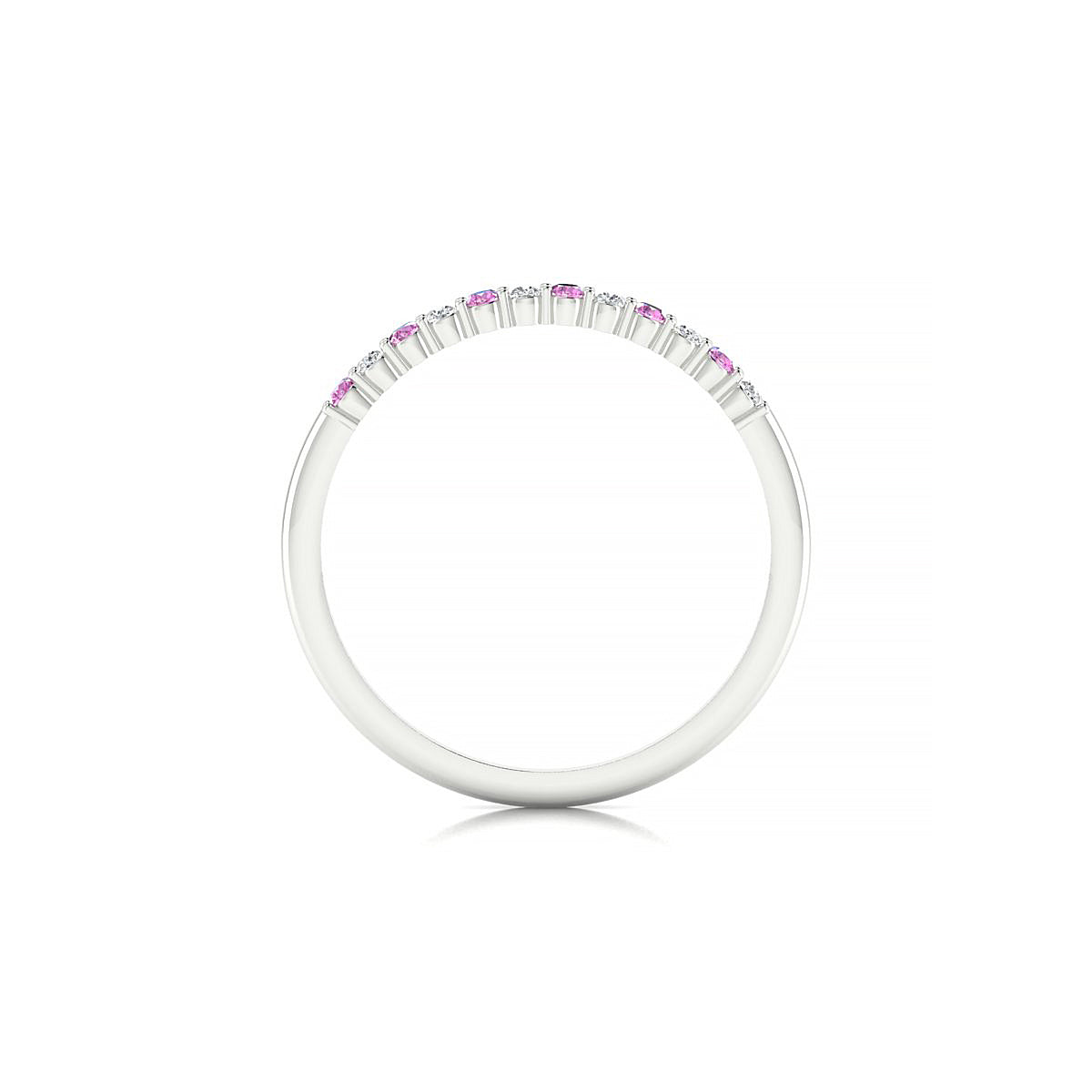 Passion | 18k White Gold 1.5 mm Round Pink Sapphire Ring