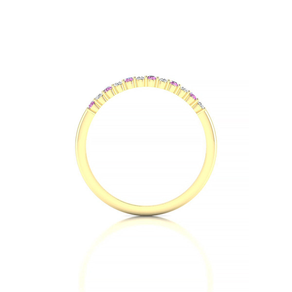 Passion | 18k Yellow Gold 1.5 mm Round Pink Sapphire Ring