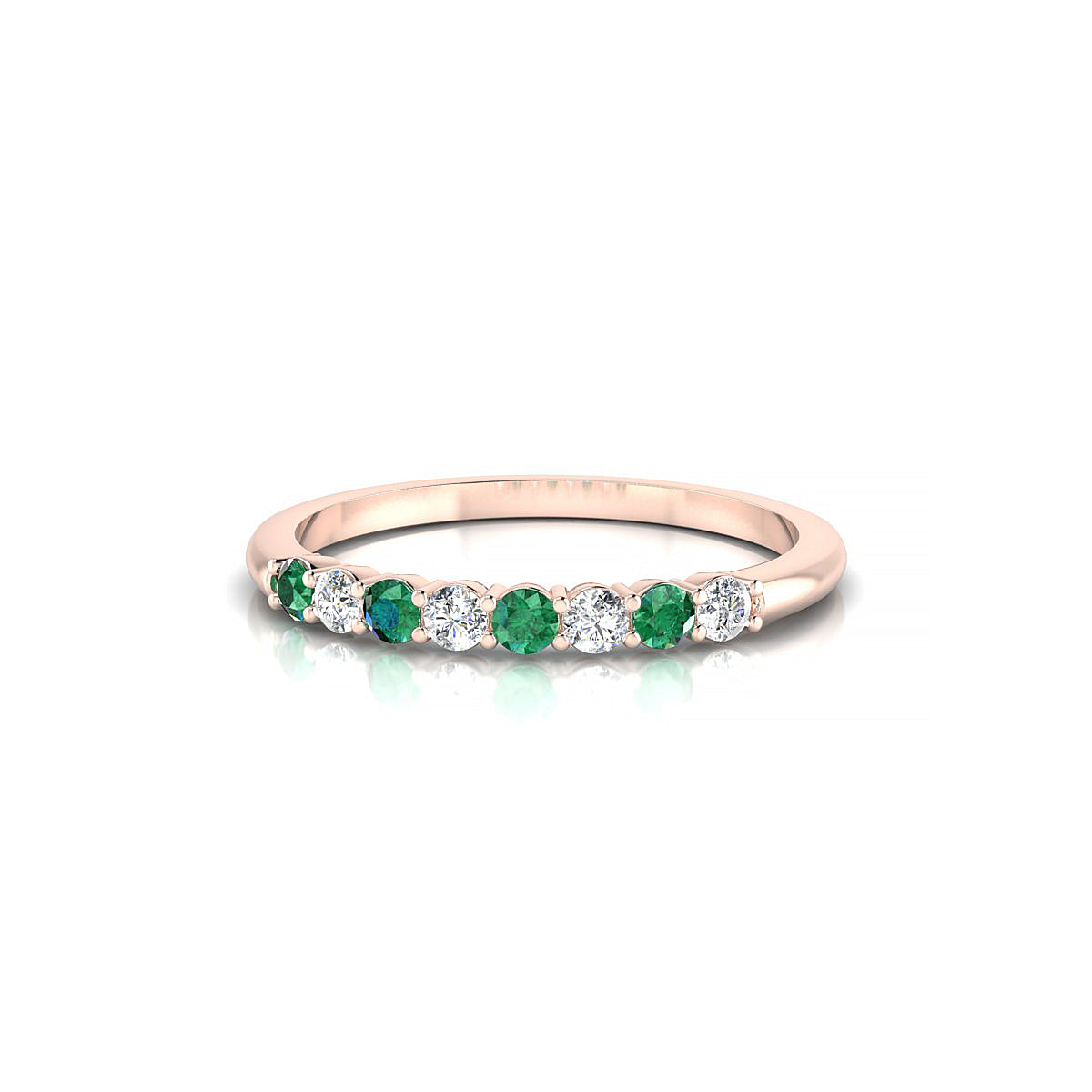 Passion | 18k Rose Gold 2 mm Round Emerald Ring