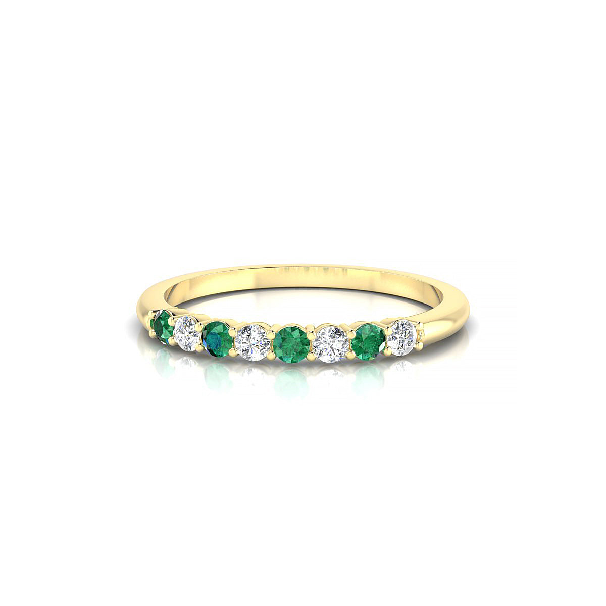 Passion | 18k Yellow Gold 2 mm Round Emerald Ring