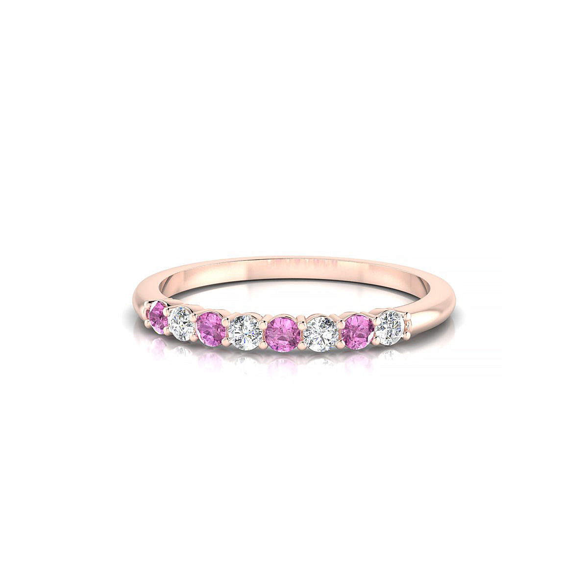 Passion | 18k Rose Gold 2 mm Round Pink Sapphire Ring