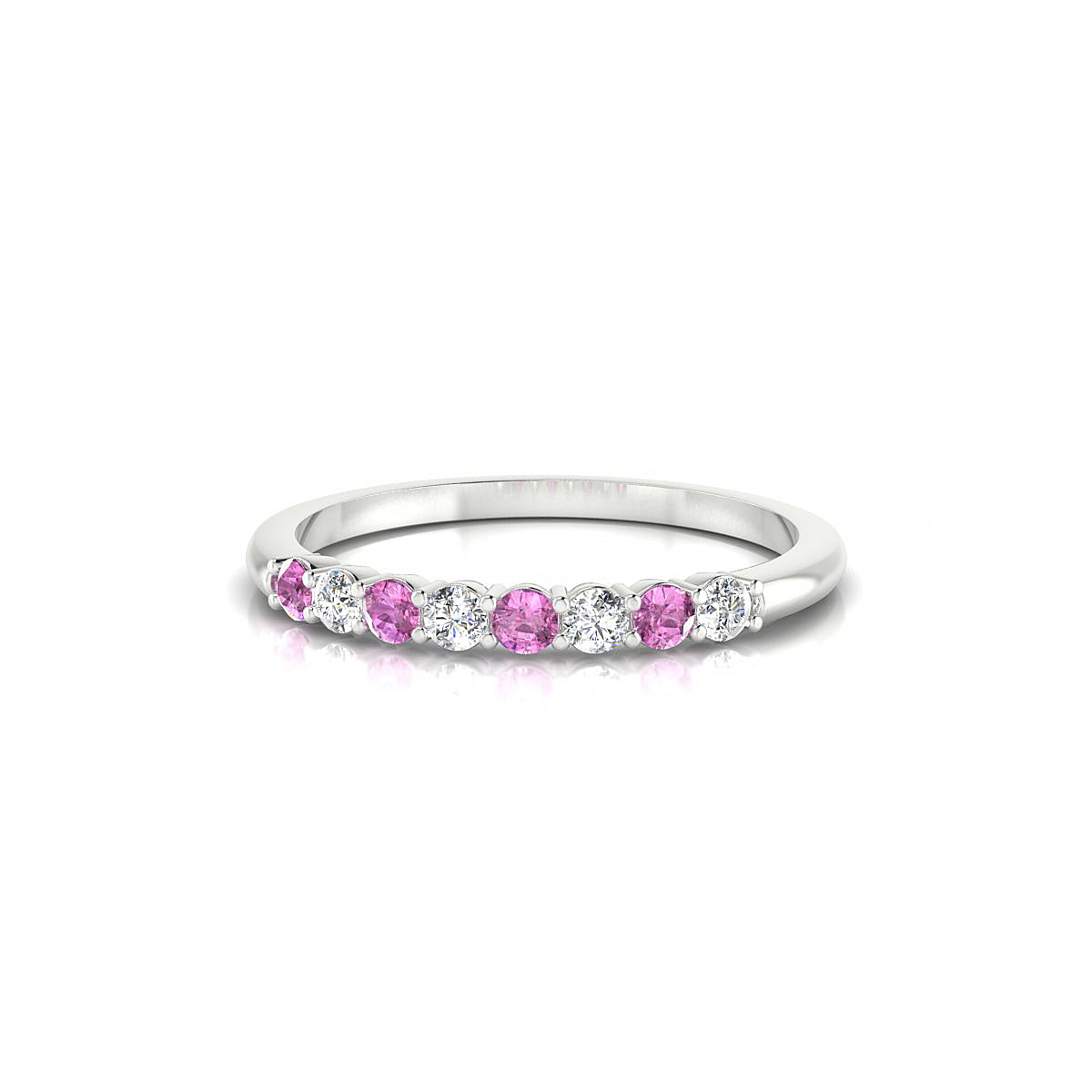 Passion | 18k White Gold 2 mm Round Pink Sapphire Ring