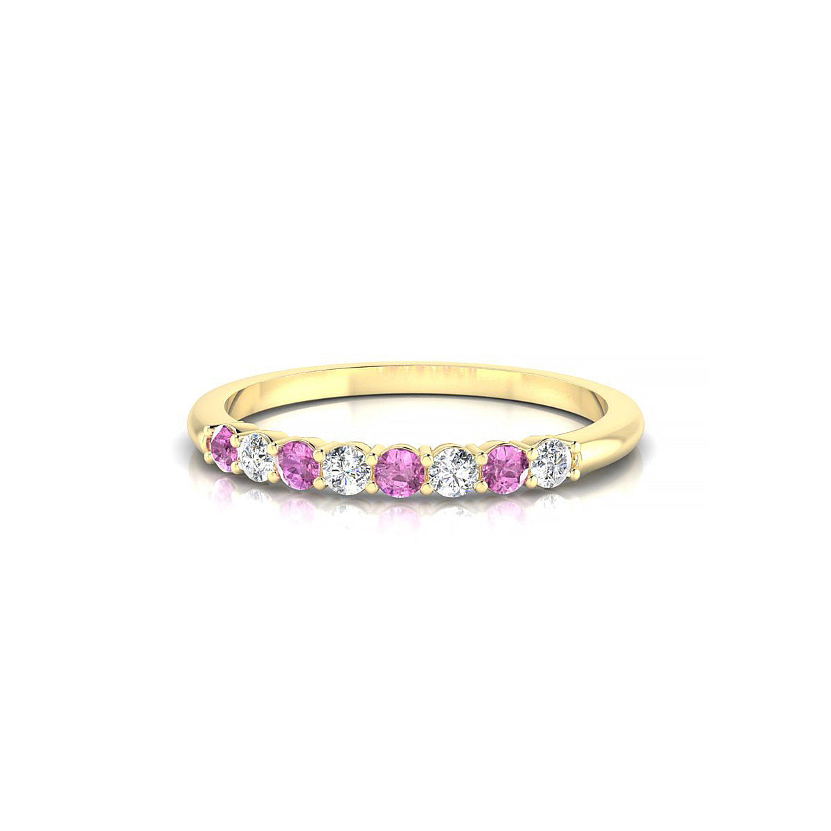 Passion | 18k Yellow Gold 2 mm Round Pink Sapphire Ring