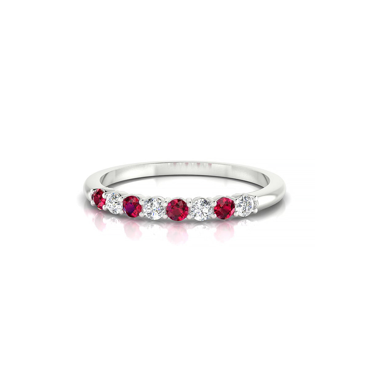Passion | 18k White Gold 2 mm Round Ruby Ring