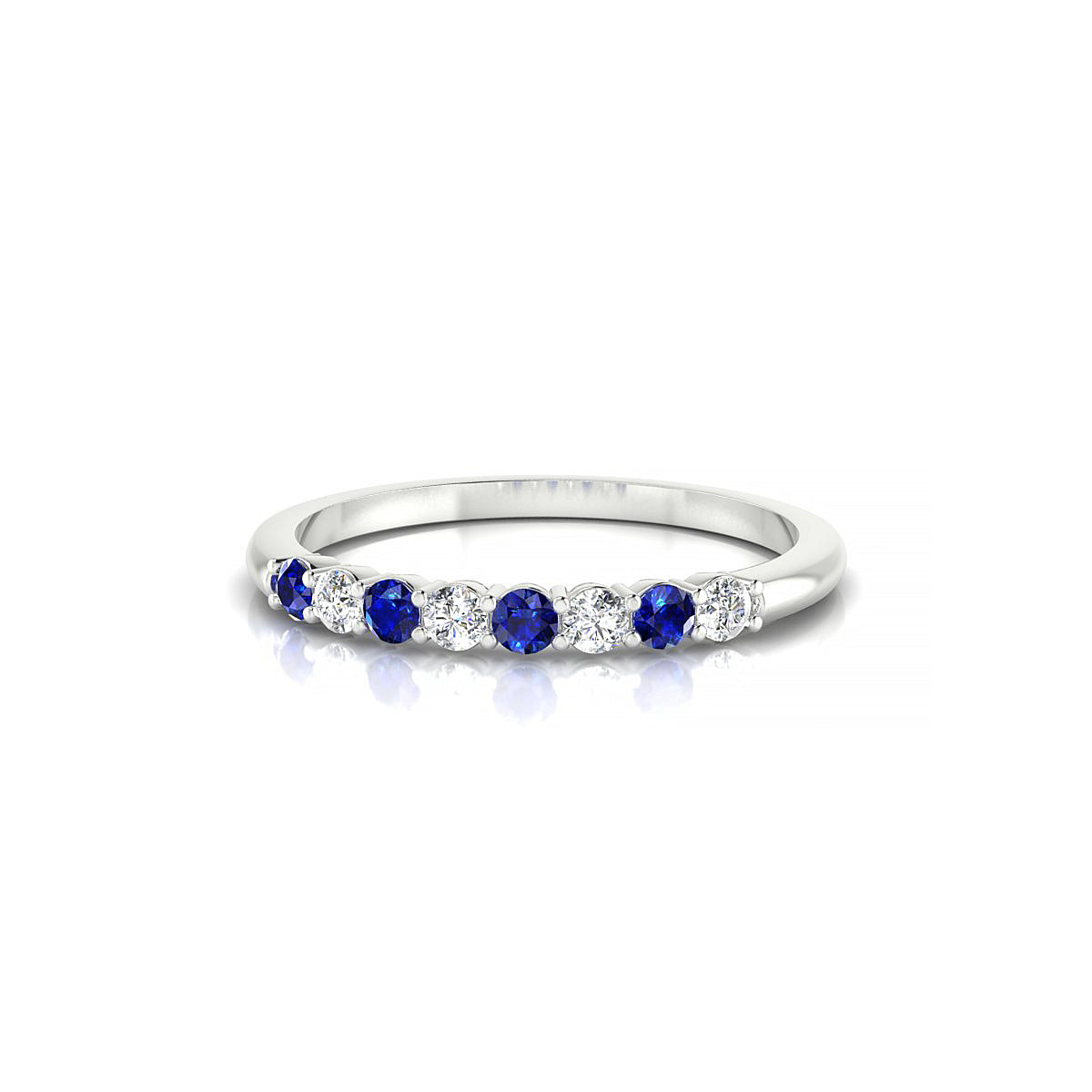 Passion | 18k White Gold 2 mm Round Sapphire Ring
