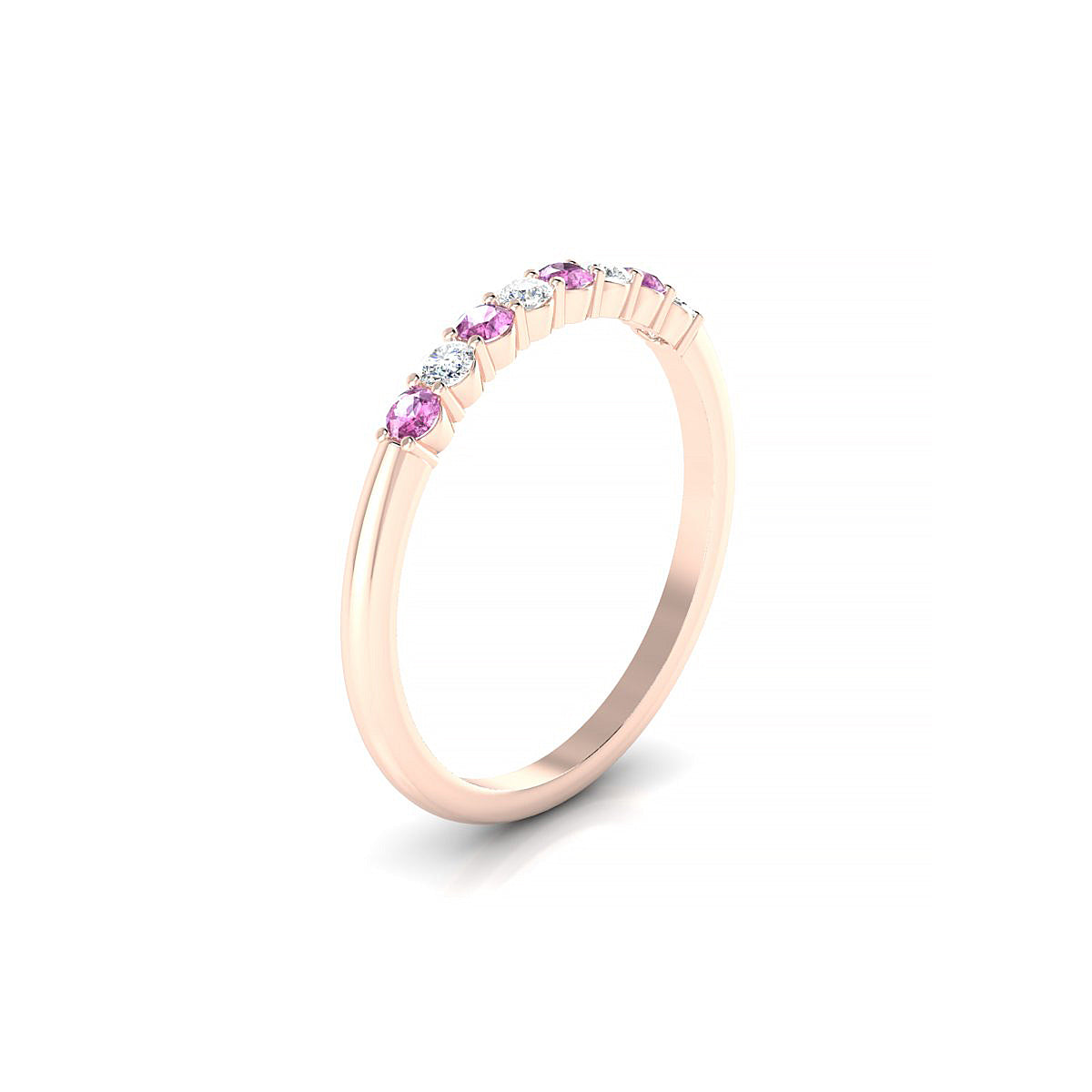 Passion | 18k Rose Gold 2 mm Round Pink Sapphire Ring