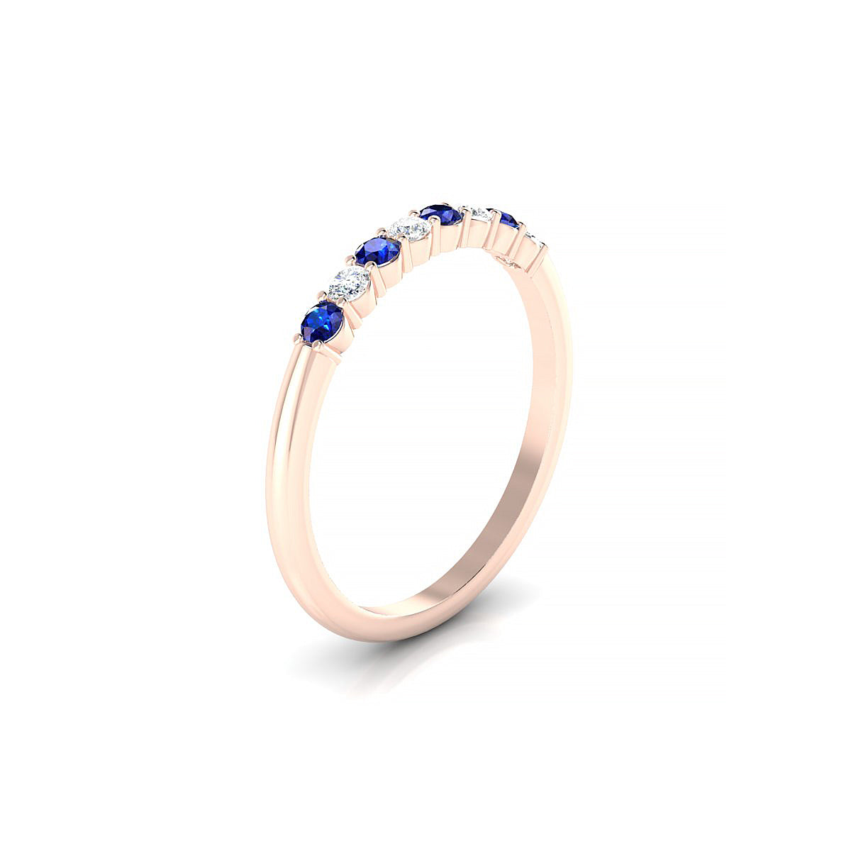 Passion | 18k Rose Gold 2 mm Round Sapphire Ring