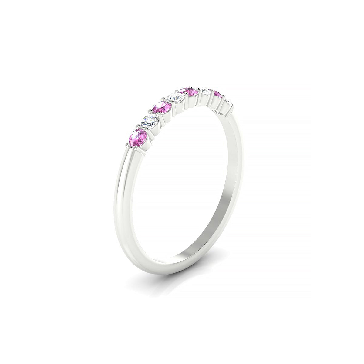 Passion | 18k White Gold 2 mm Round Pink Sapphire Ring