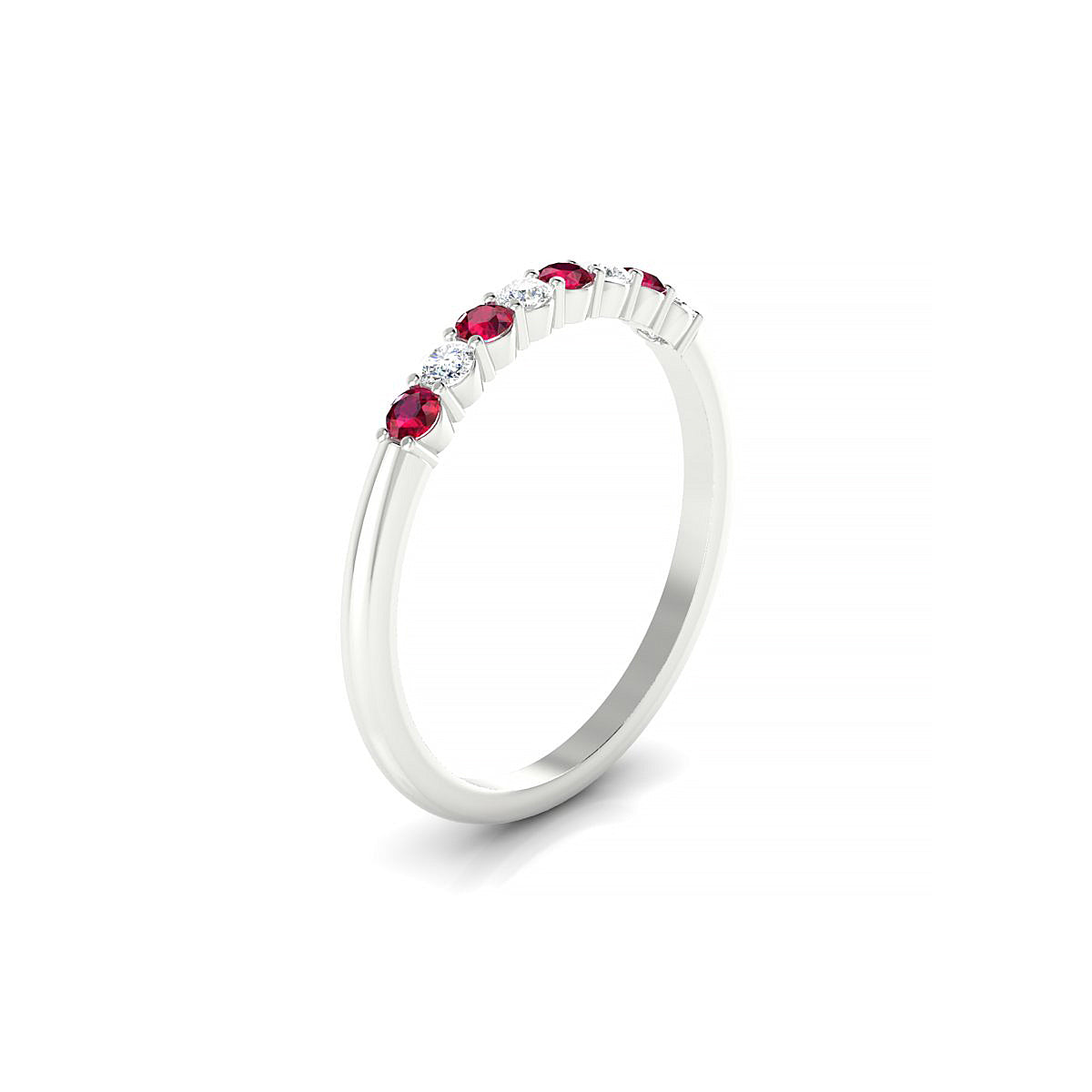 Passion | 18k White Gold 2 mm Round Ruby Ring