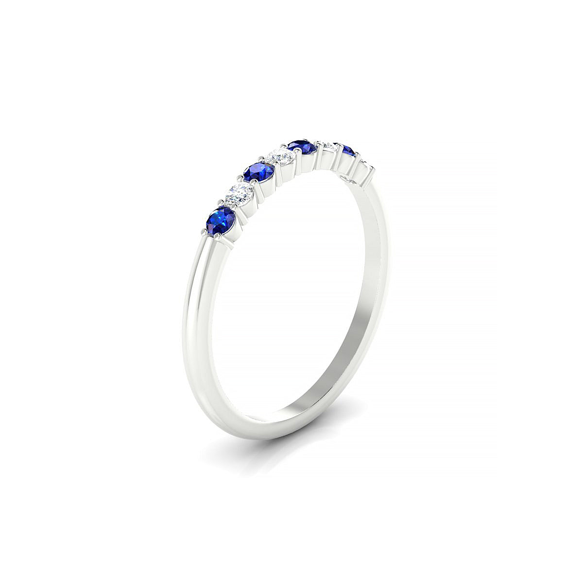 Passion | 18k White Gold 2 mm Round Sapphire Ring