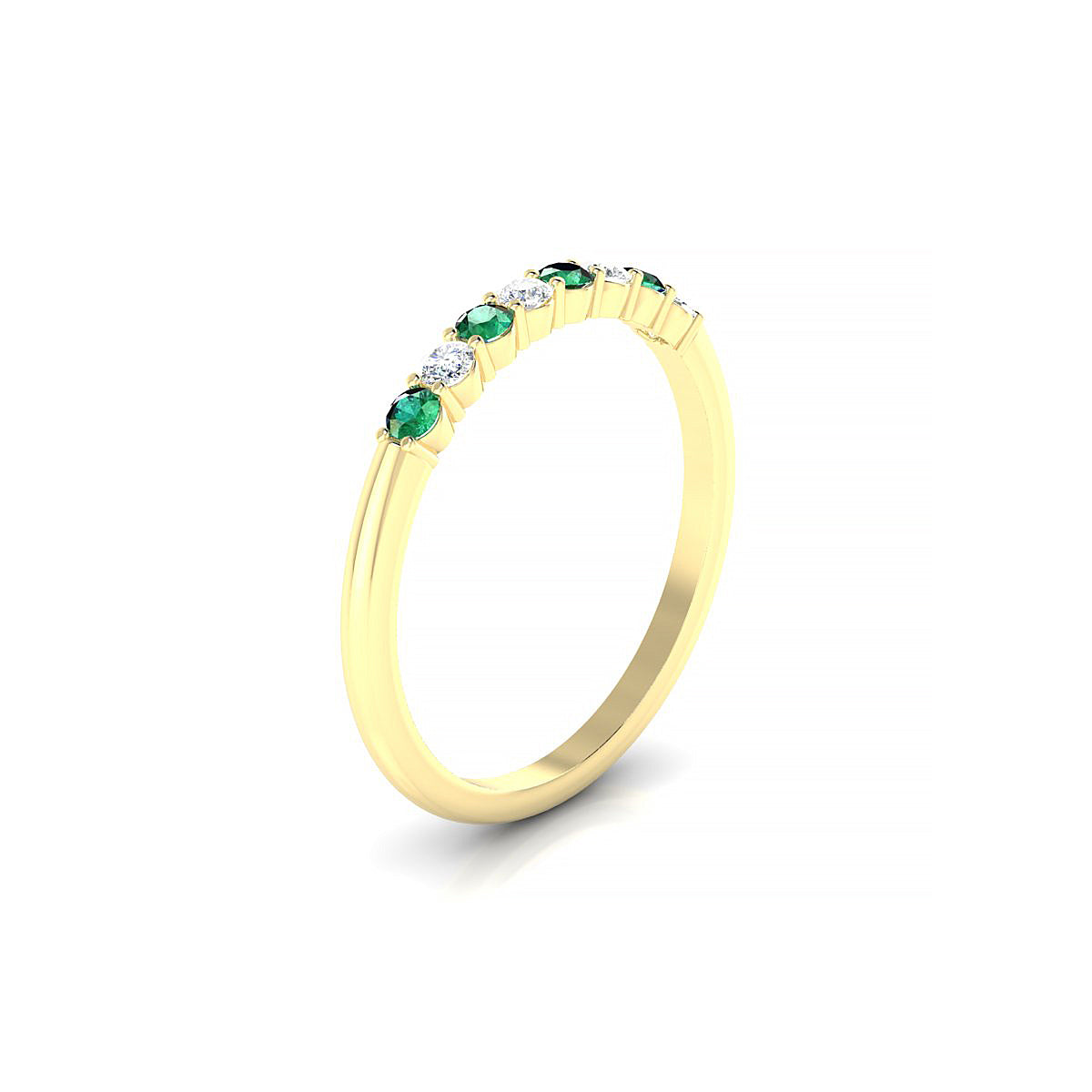 Passion | 18k Yellow Gold 2 mm Round Emerald Ring