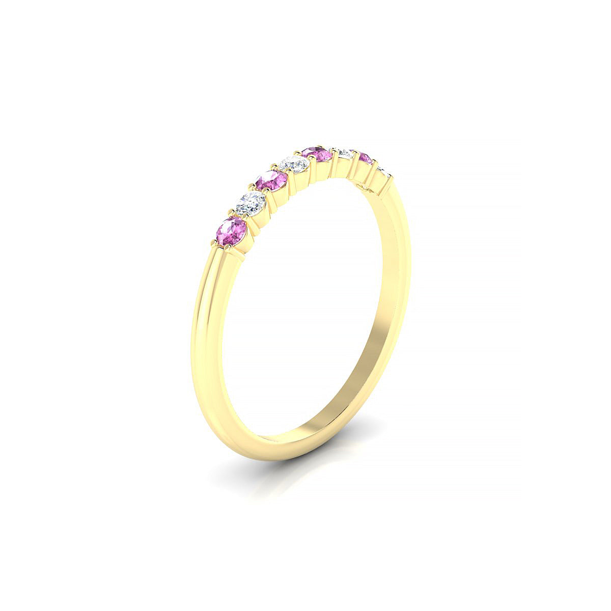 Passion | 18k Yellow Gold 2 mm Round Pink Sapphire Ring