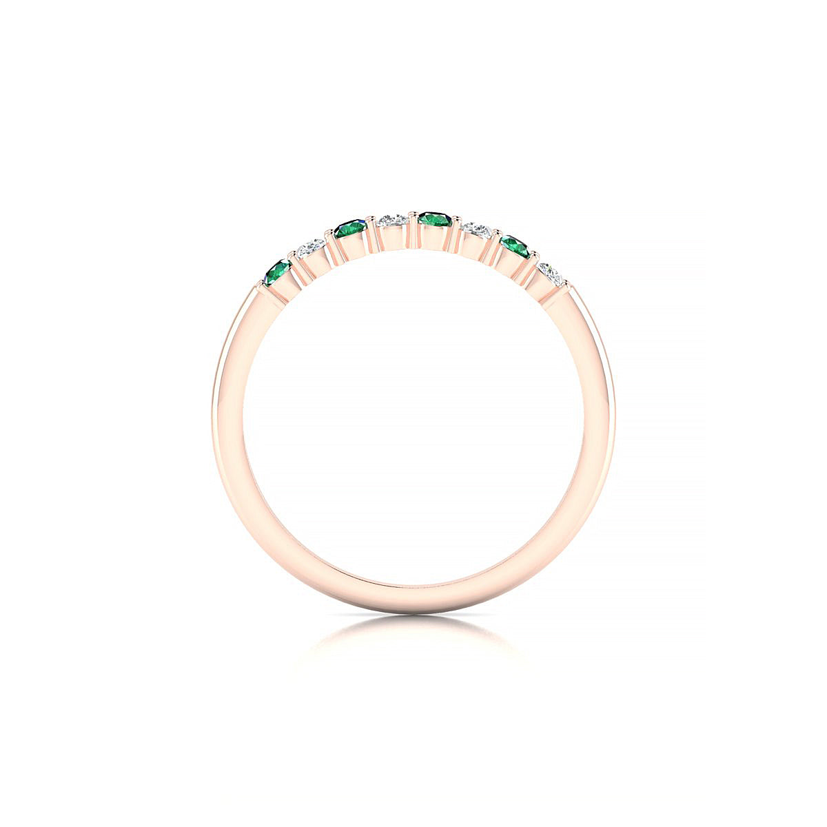 Passion | 18k Rose Gold 2 mm Round Emerald Ring