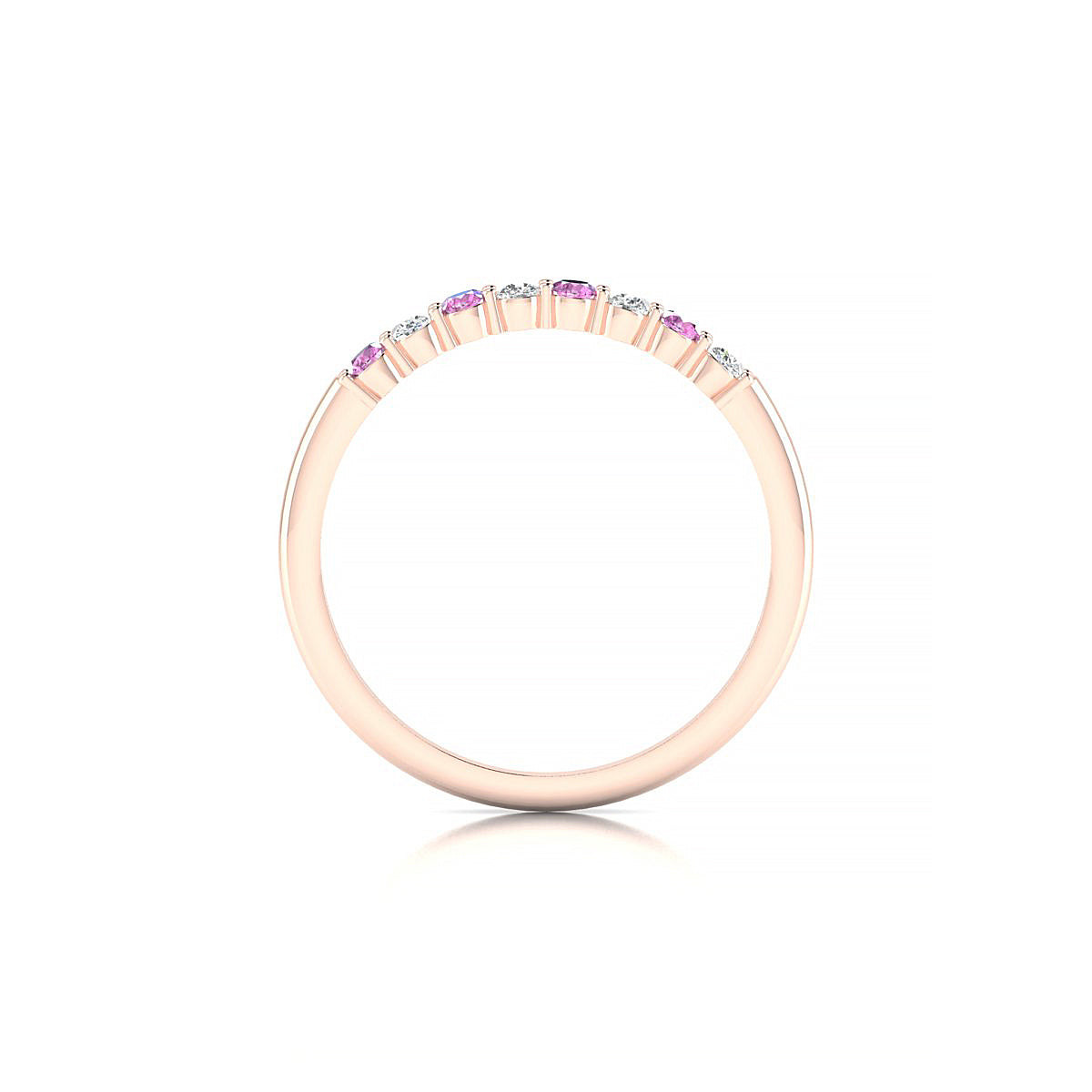 Passion | 18k Rose Gold 2 mm Round Pink Sapphire Ring