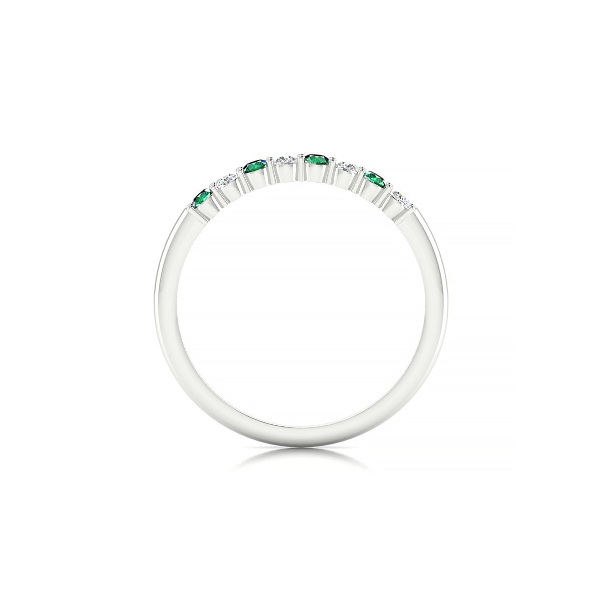 Passion | 18k White Gold 2 mm Round Emerald Ring