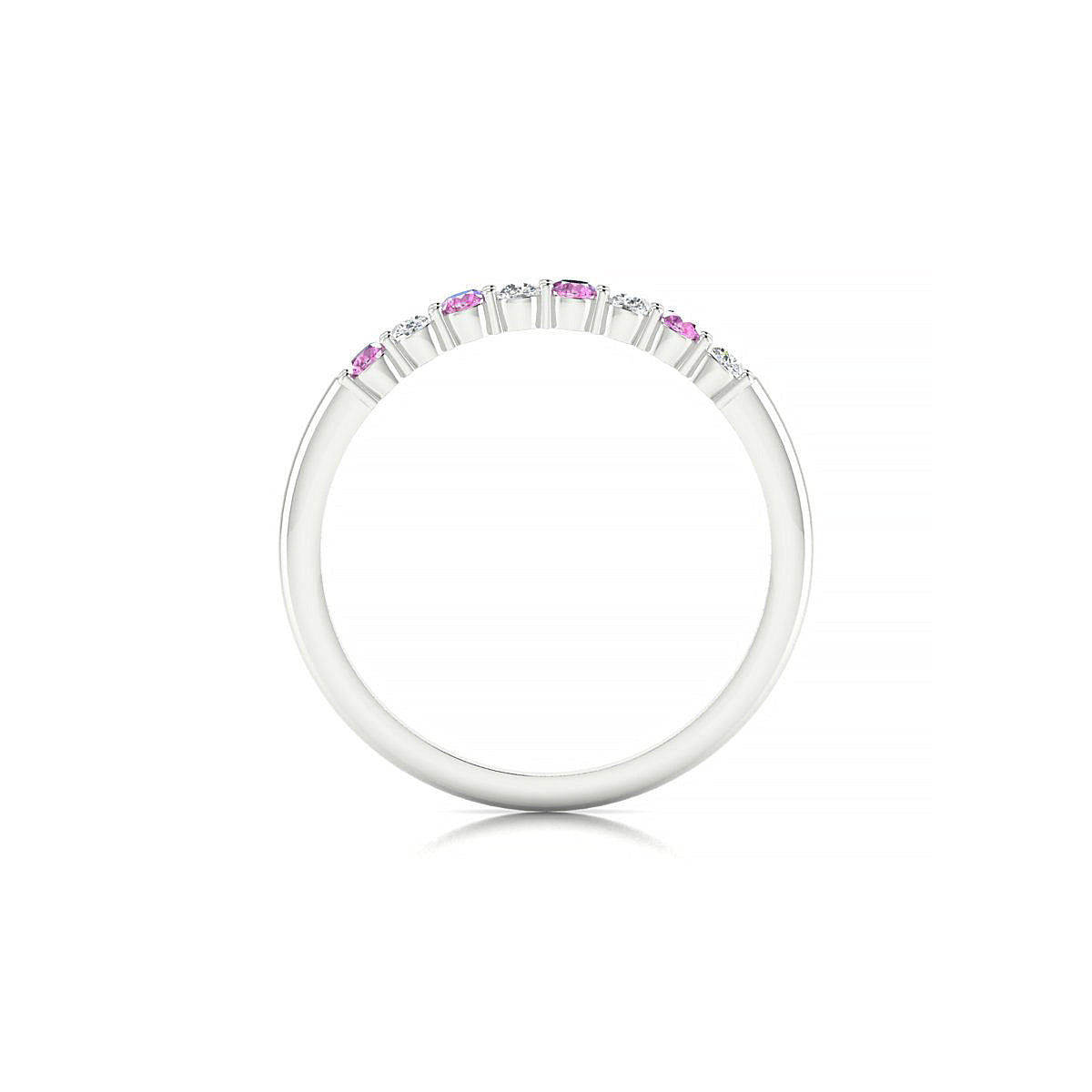 Passion | 18k White Gold 2 mm Round Pink Sapphire Ring