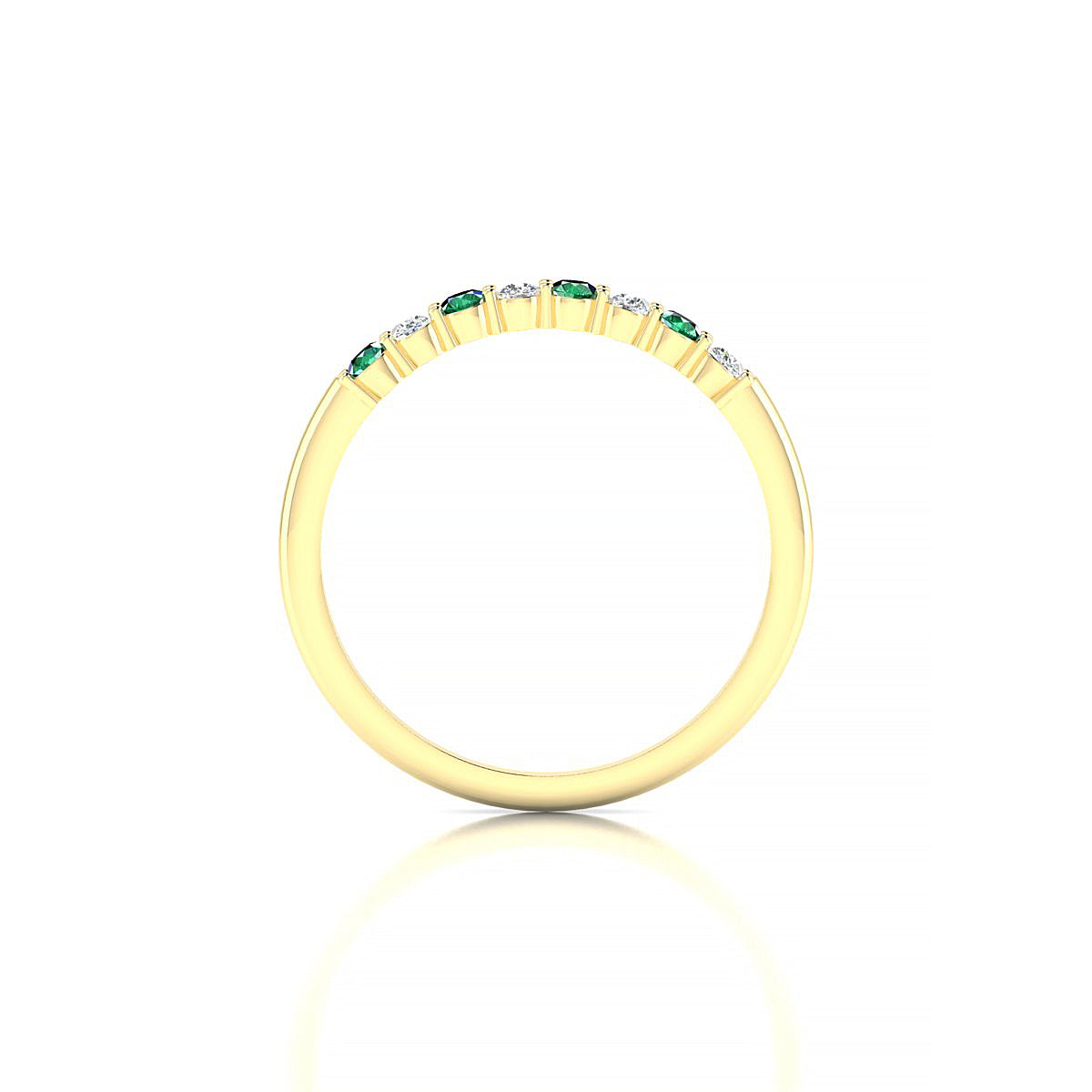 Passion | 18k Yellow Gold 2 mm Round Emerald Ring