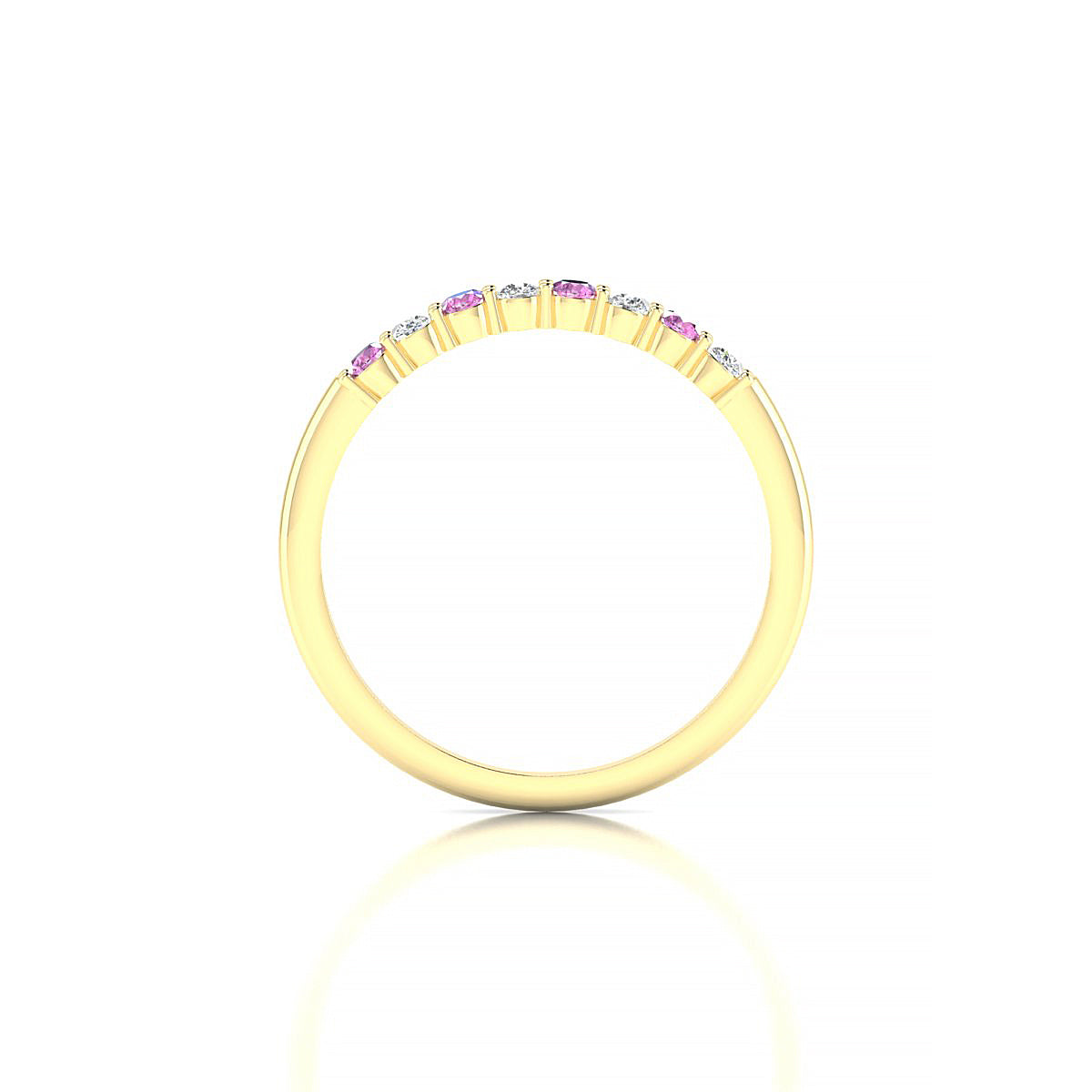 Passion | 18k Yellow Gold 2 mm Round Pink Sapphire Ring