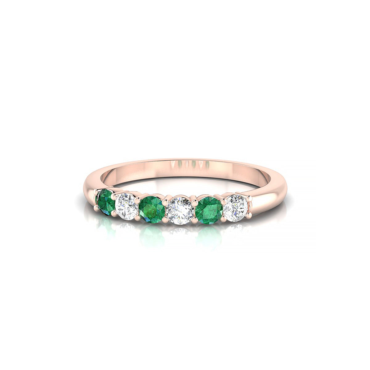 Passion | 18k Rose Gold 2.5 mm Round Emerald Ring