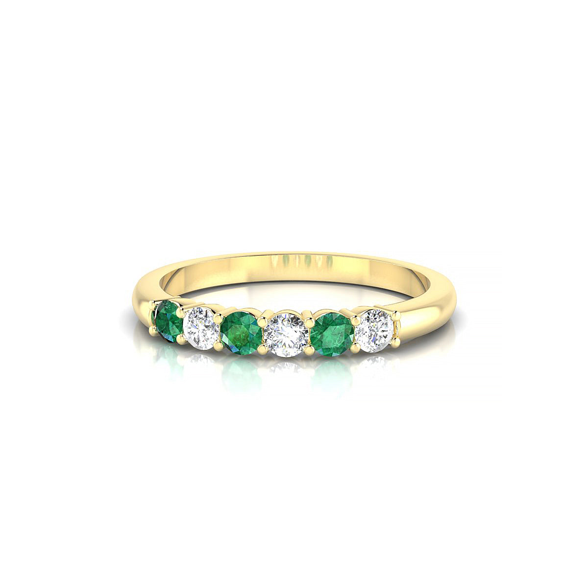 Passion | 18k Yellow Gold 2.5 mm Round Emerald Ring
