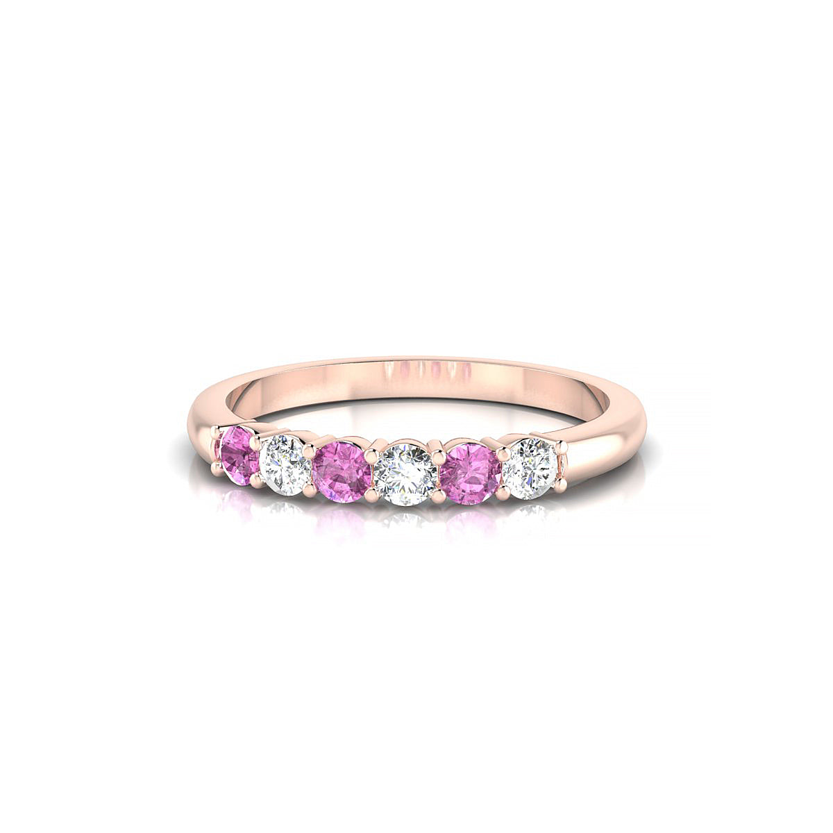 Passion | 18k Rose Gold 2.5 mm Round Pink Sapphire Ring