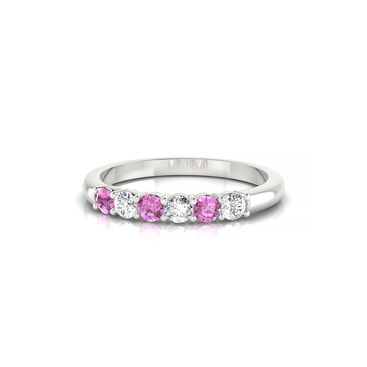 Passion | 18k White Gold 2.5 mm Round Pink Sapphire Ring