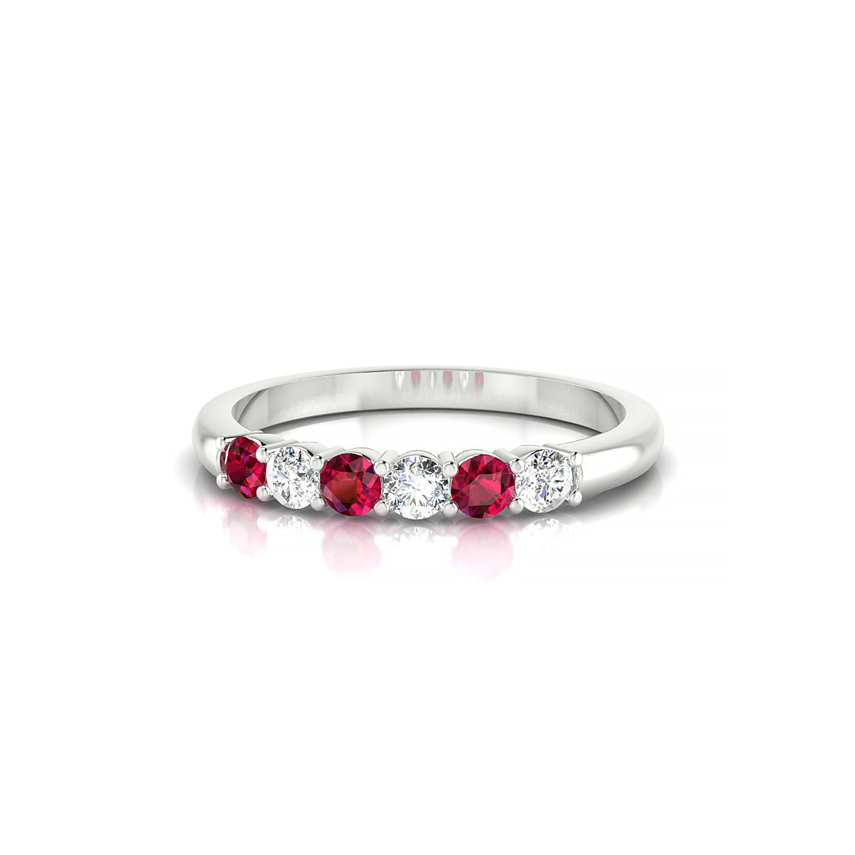 Passion | 18k White Gold 2.5 mm Round Ruby Ring