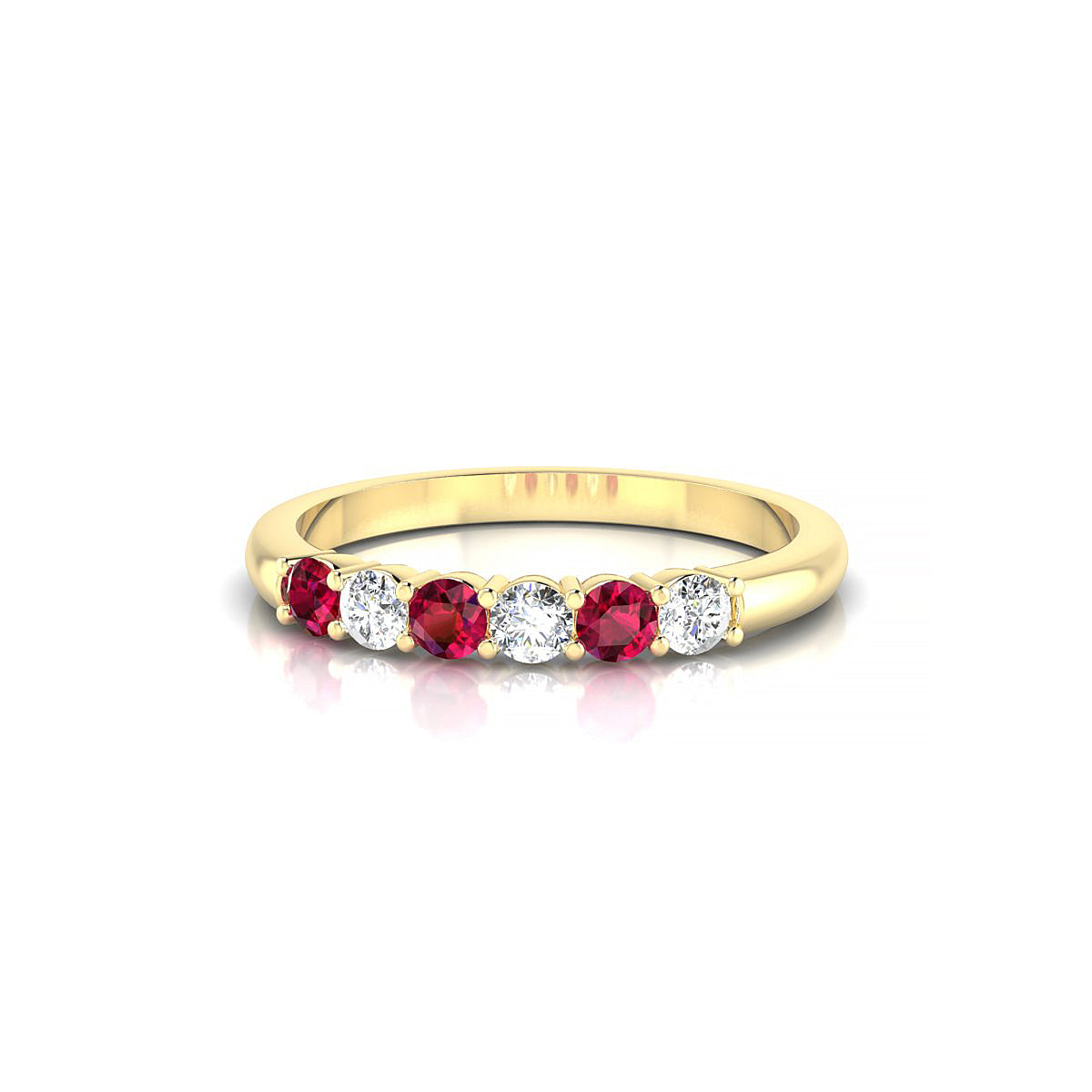 Passion | 18k Yellow Gold 2.5 mm Round Ruby Ring