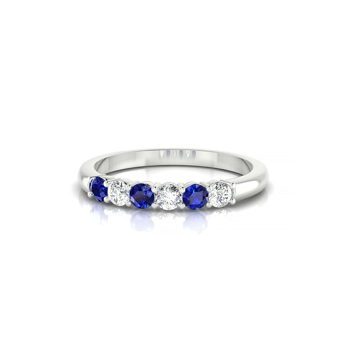 Passion | 18k White Gold 2.5 mm Round Sapphire Ring